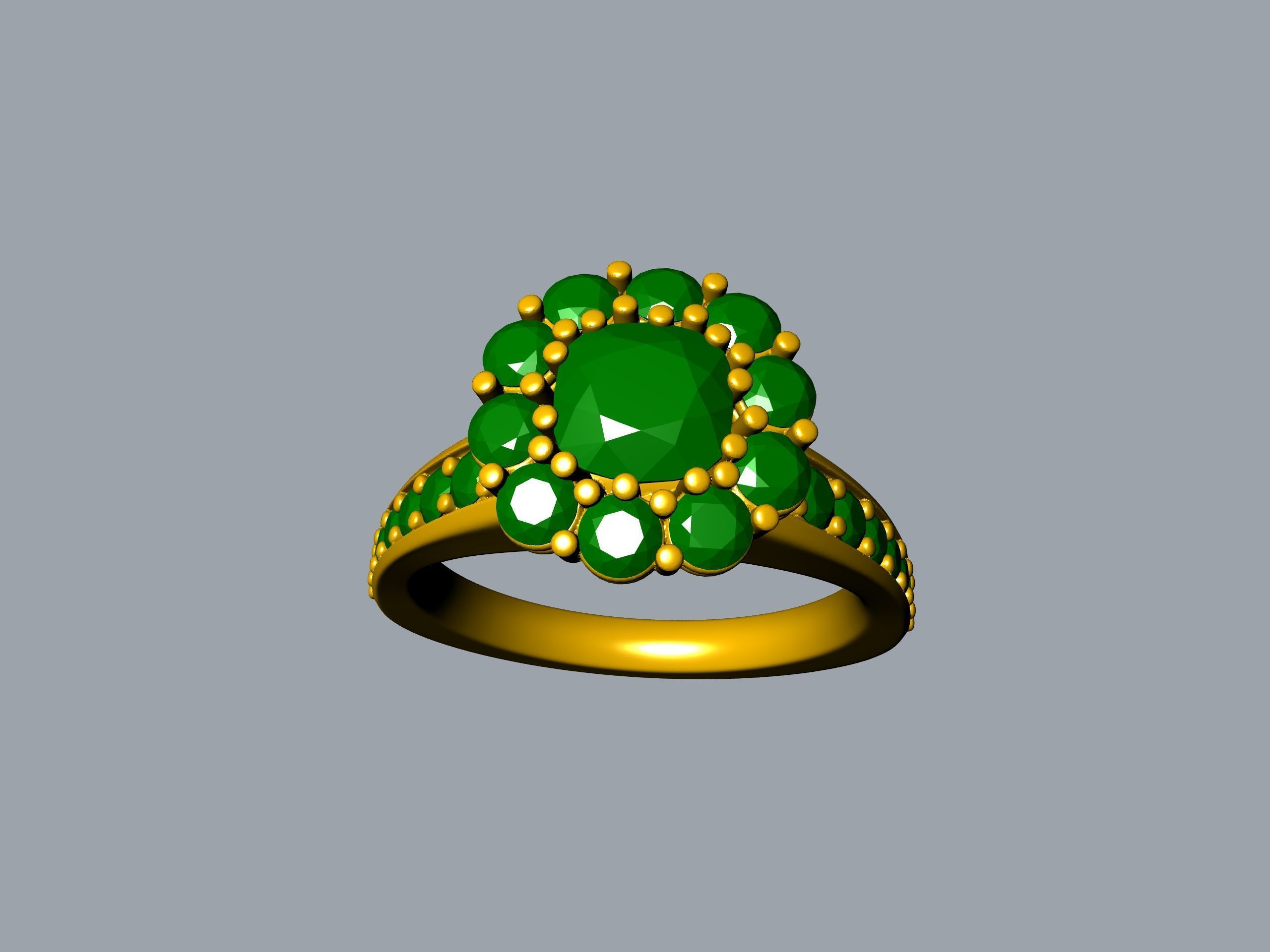 Designer Engagement Cluster Ring 3D print model_29