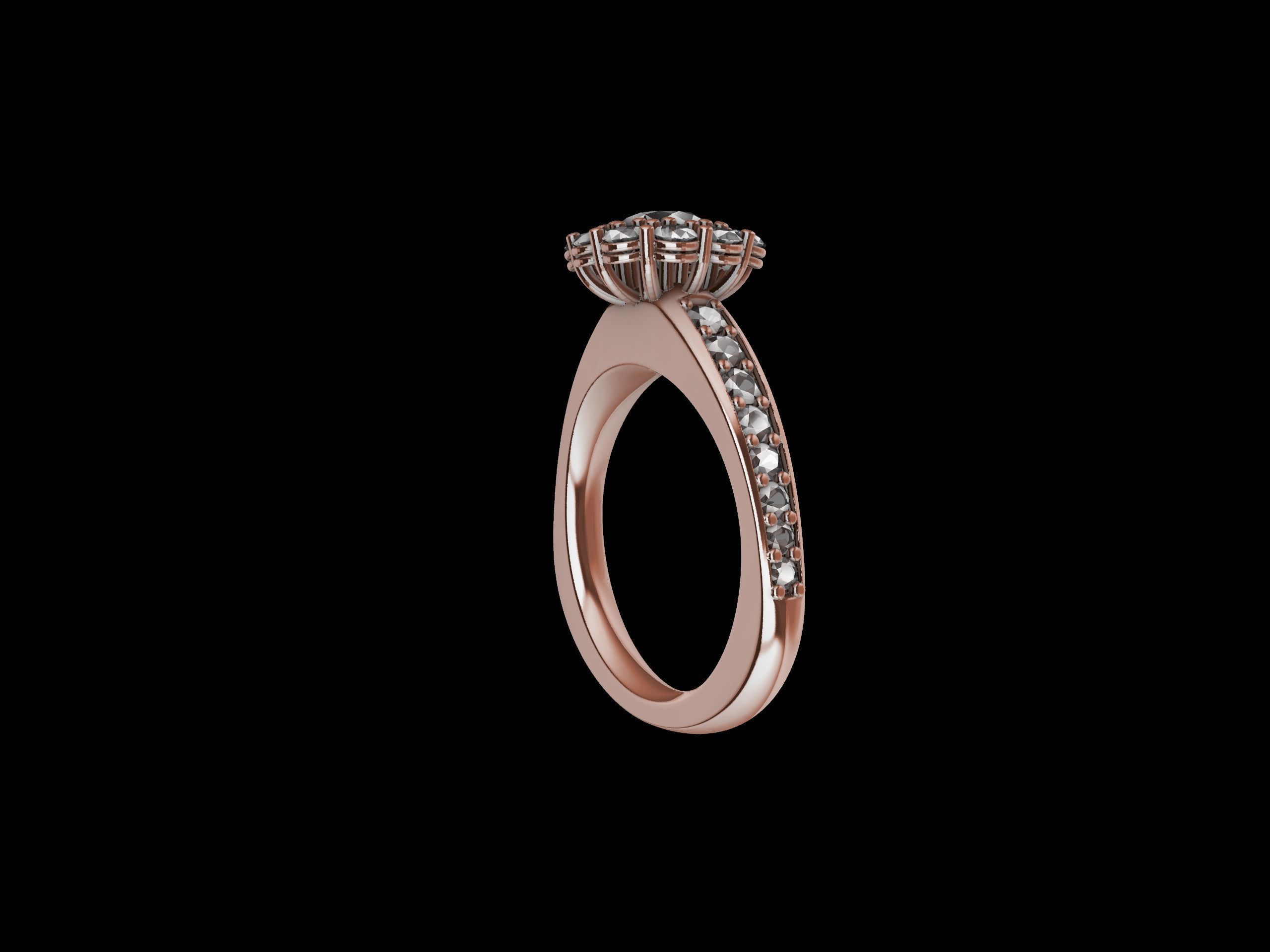 Designer Engagement Cluster Ring 3D print model_53