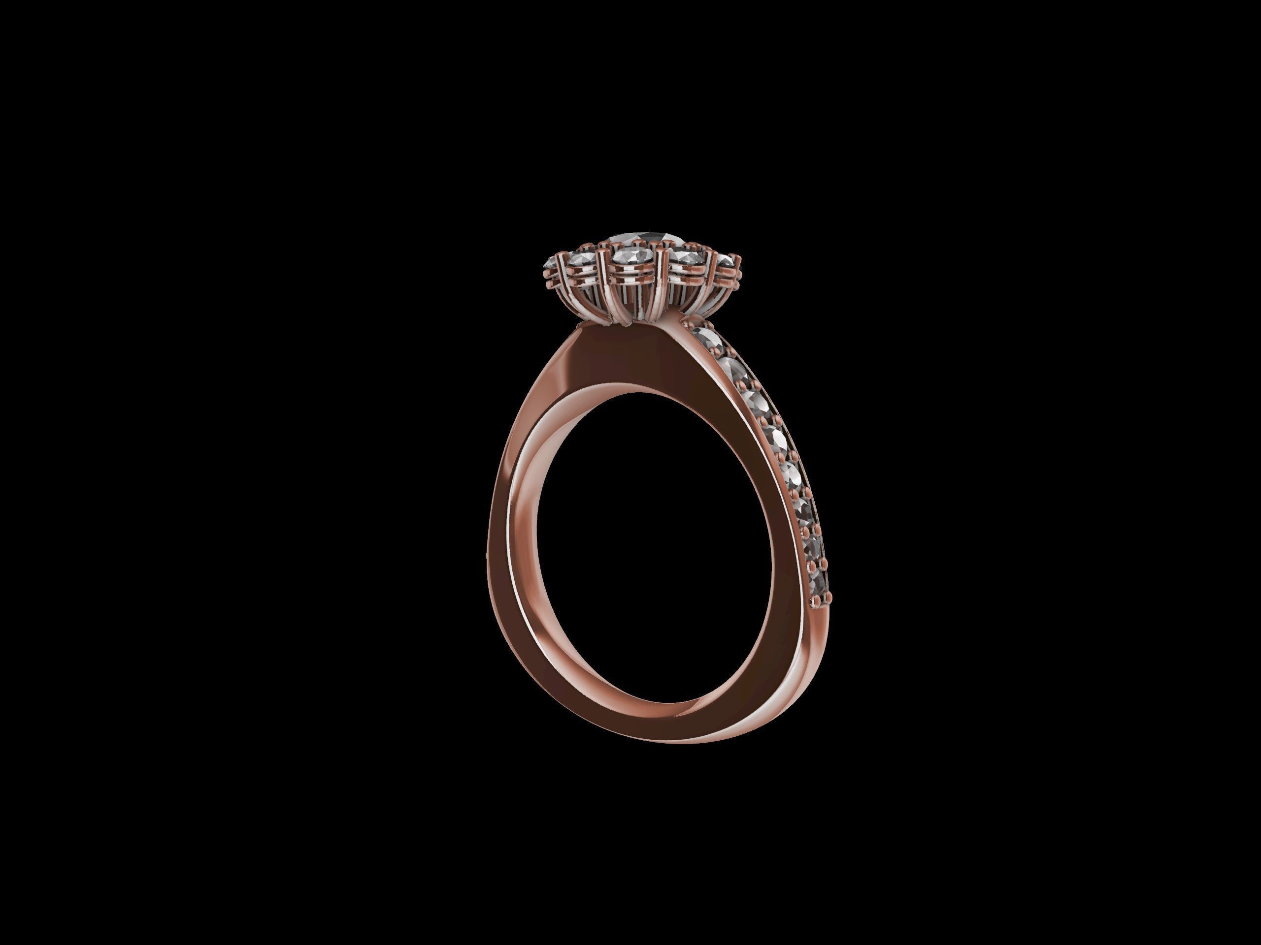 Designer Engagement Cluster Ring 3D print model_45