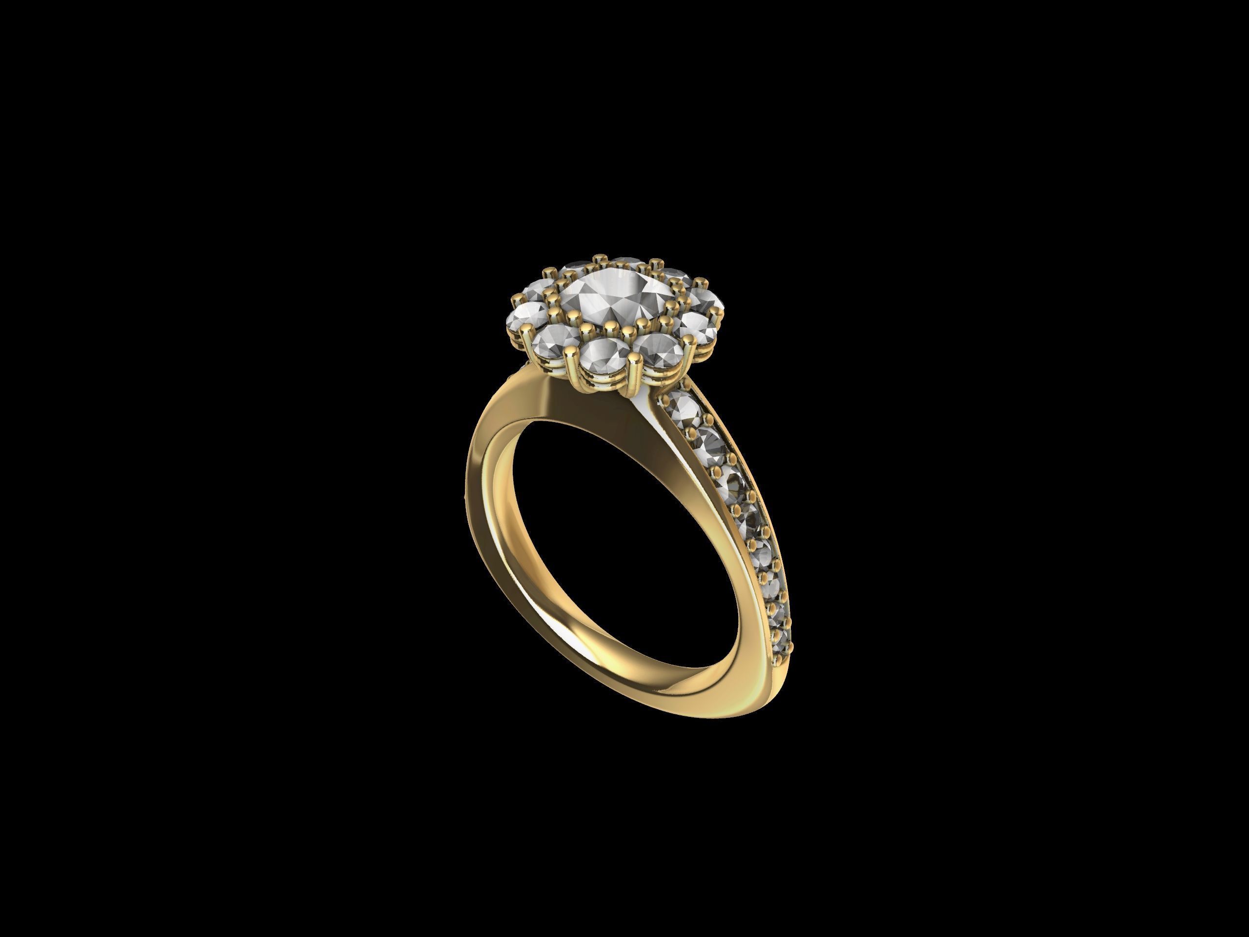 Designer Engagement Cluster Ring 3D print model_14