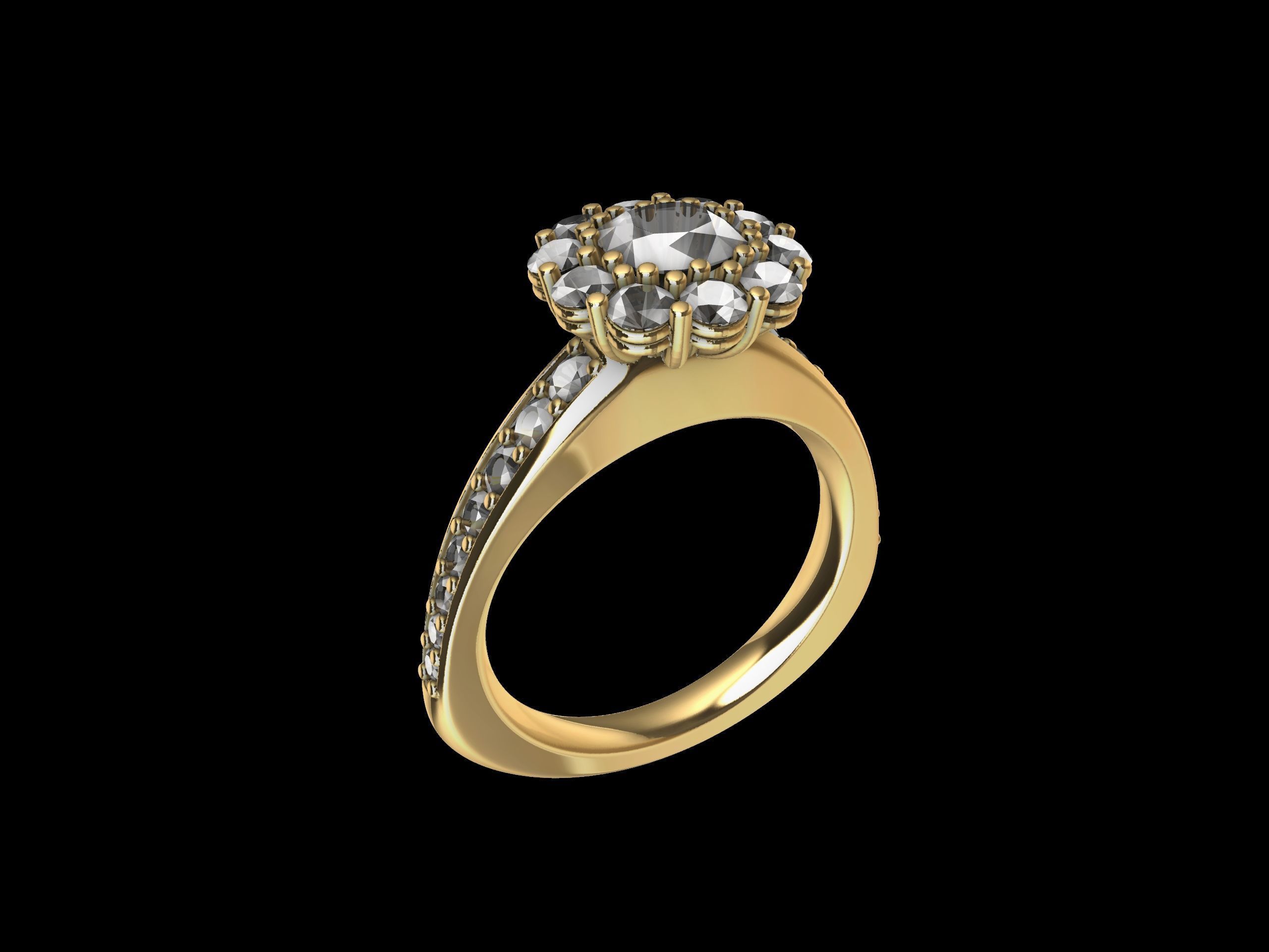 Designer Engagement Cluster Ring 3D print model_12