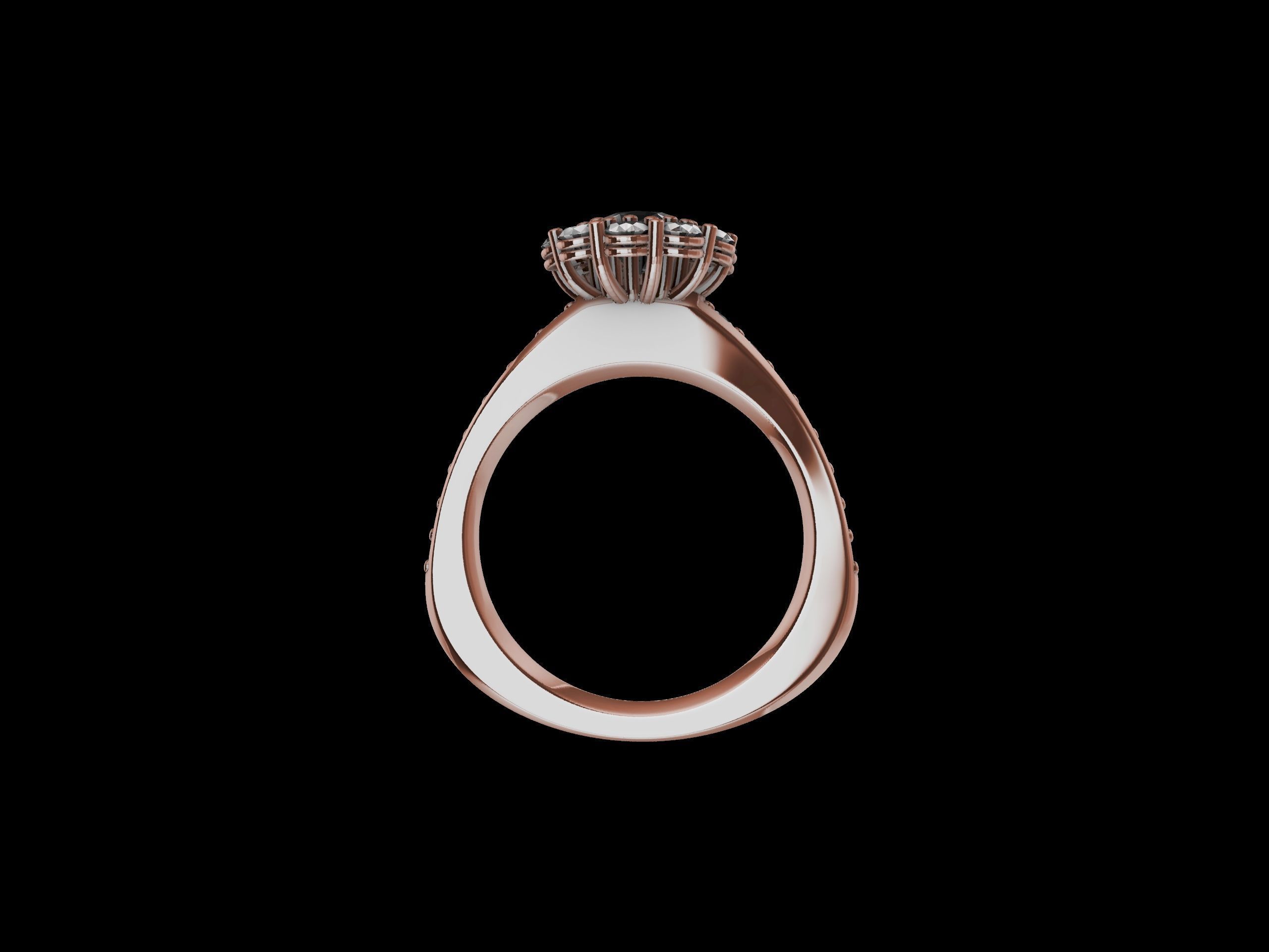 Designer Engagement Cluster Ring 3D print model_50