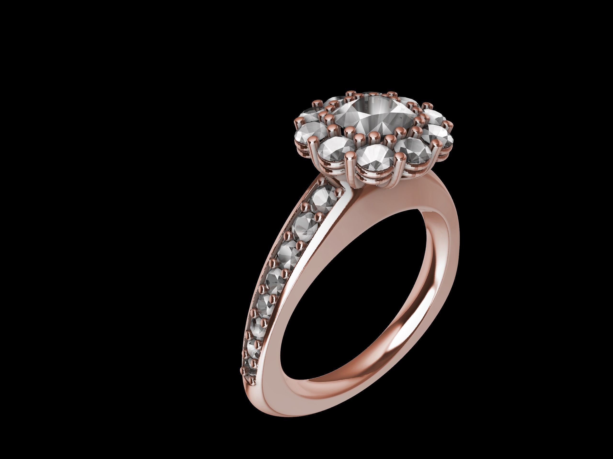 Designer Engagement Cluster Ring 3D print model_48