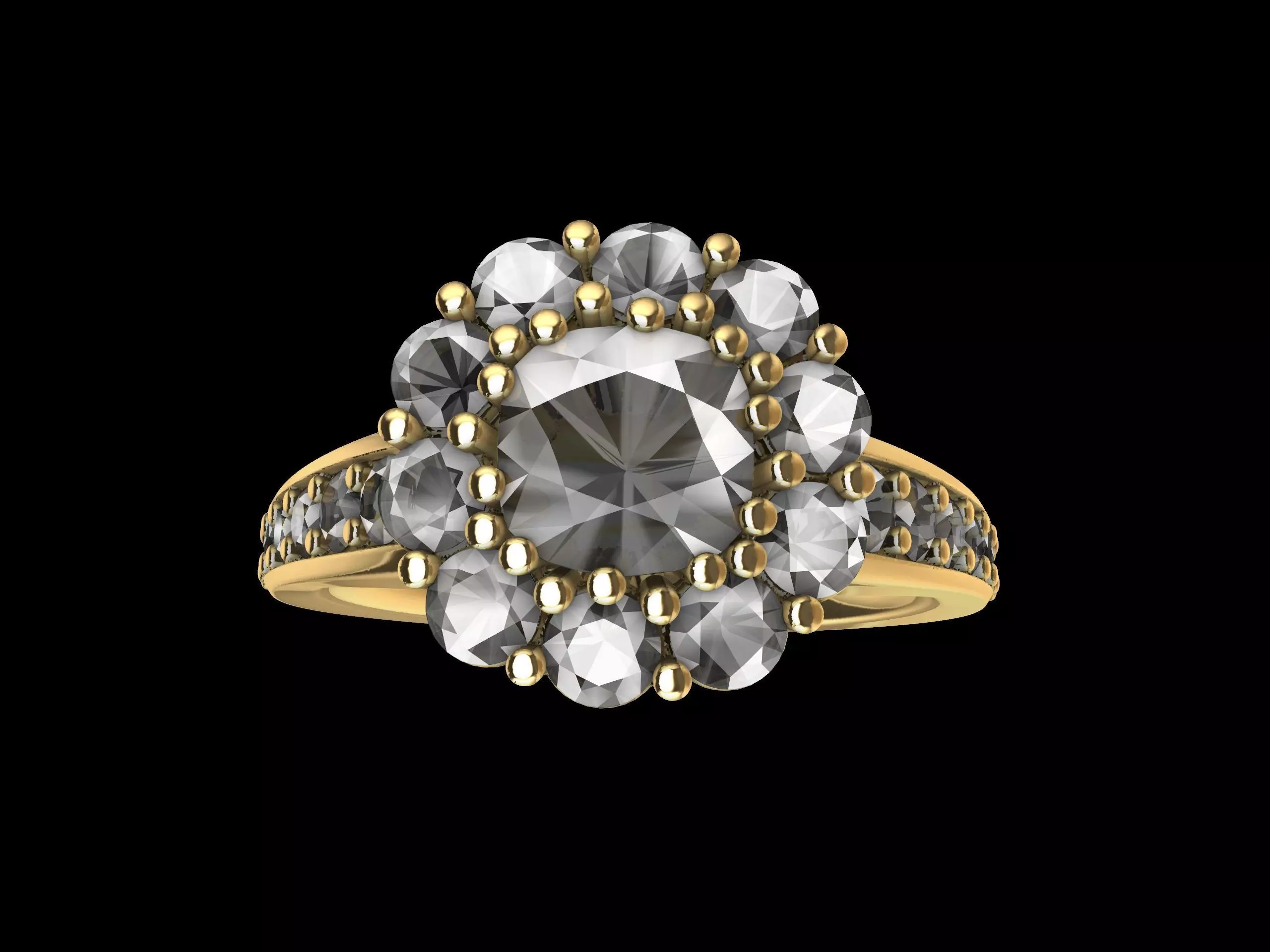 Designer Engagement Cluster Ring 3D print model_0