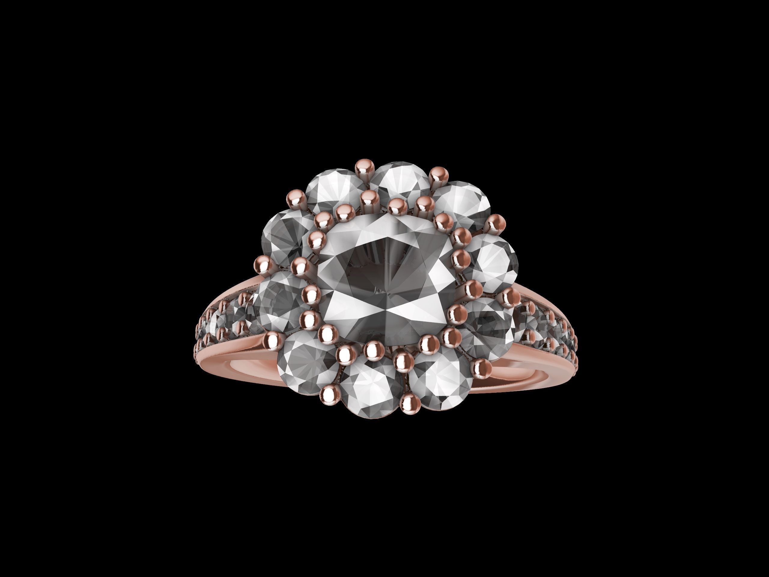 Designer Engagement Cluster Ring 3D print model_42