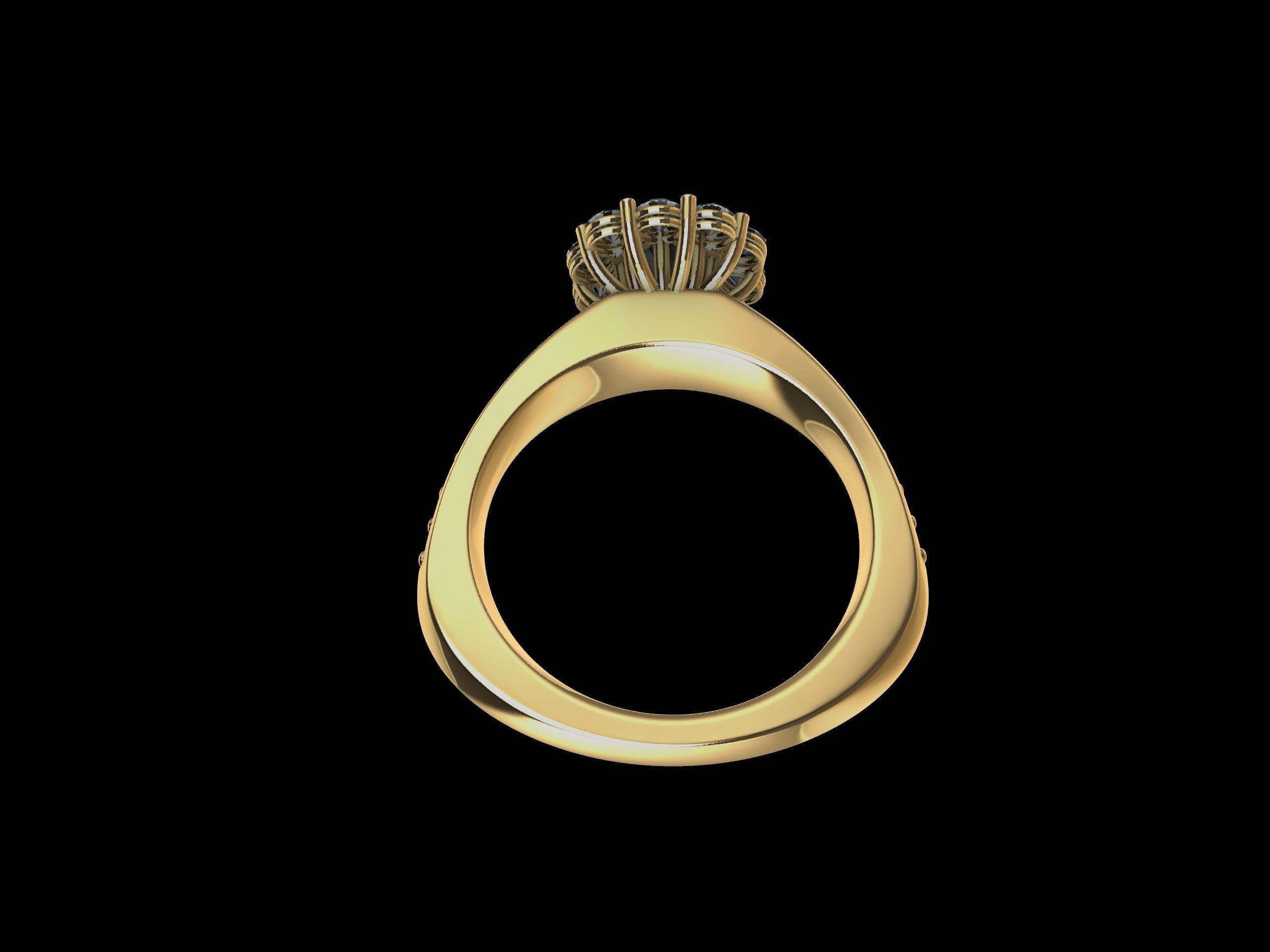 Designer Engagement Cluster Ring 3D print model_19