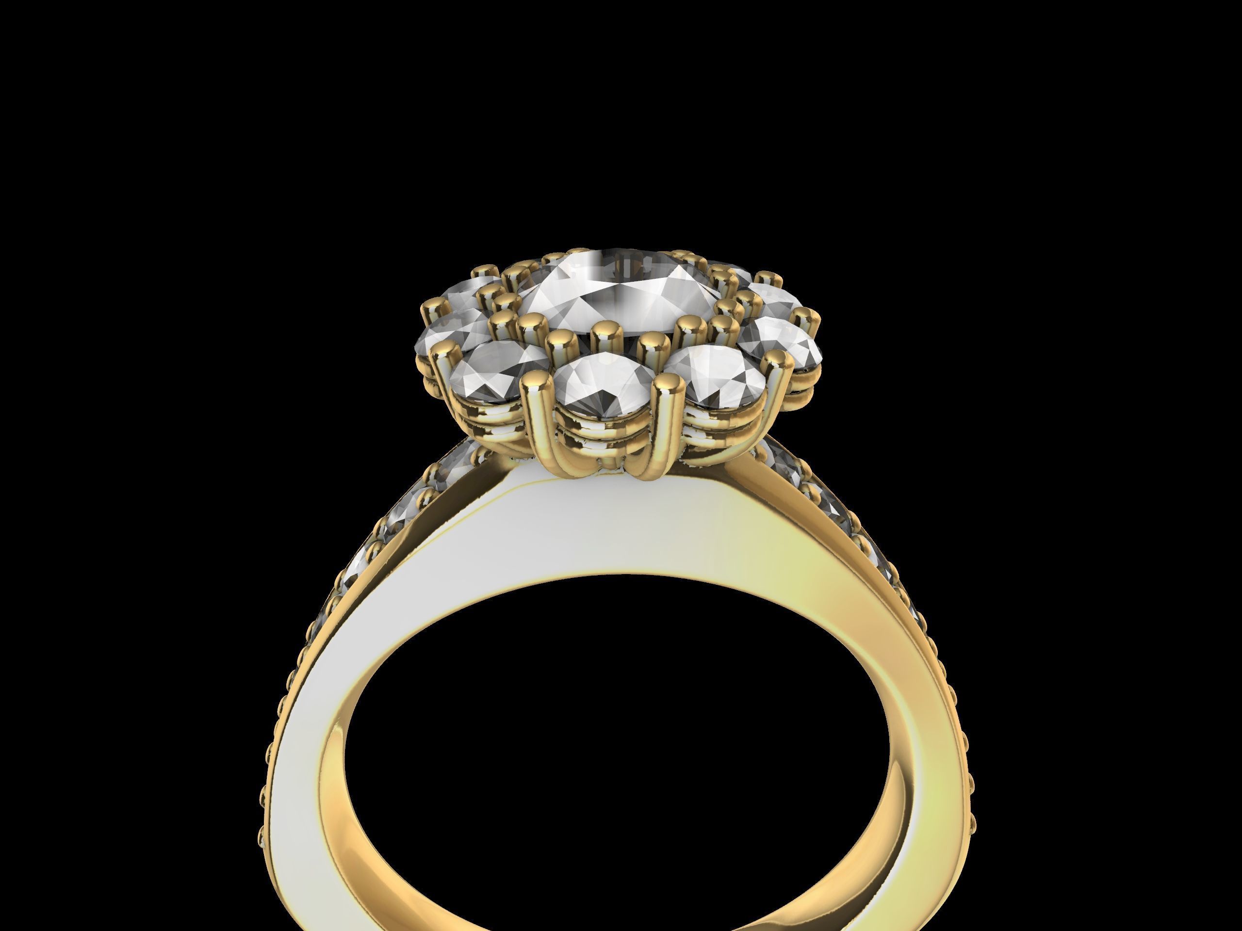 Designer Engagement Cluster Ring 3D print model_28