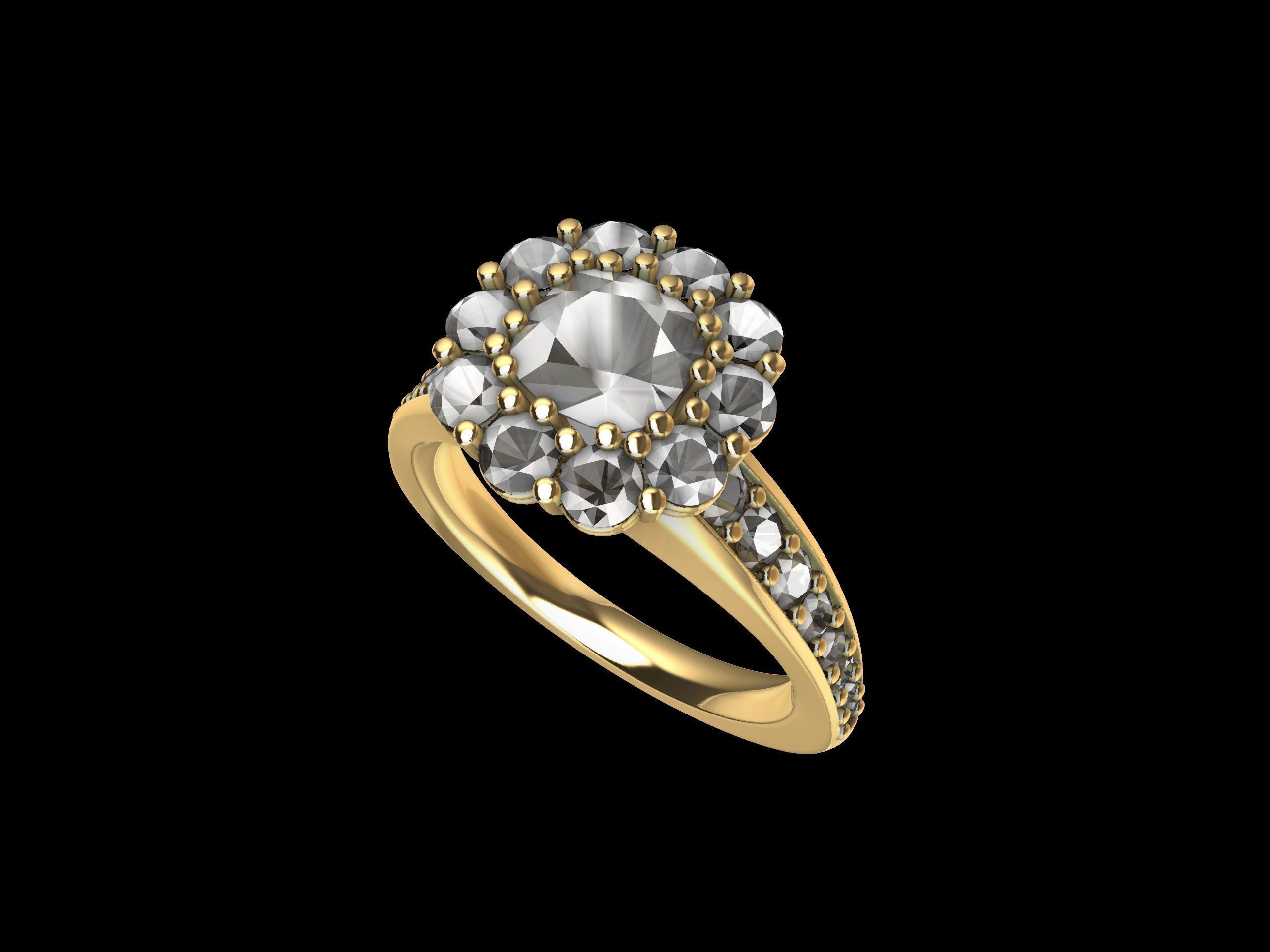 Designer Engagement Cluster Ring 3D print model_25