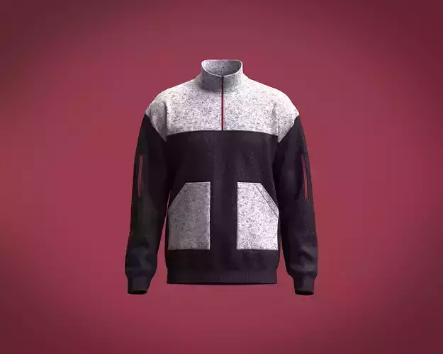 Mens turtleneck sweatshirt with zipper detailing