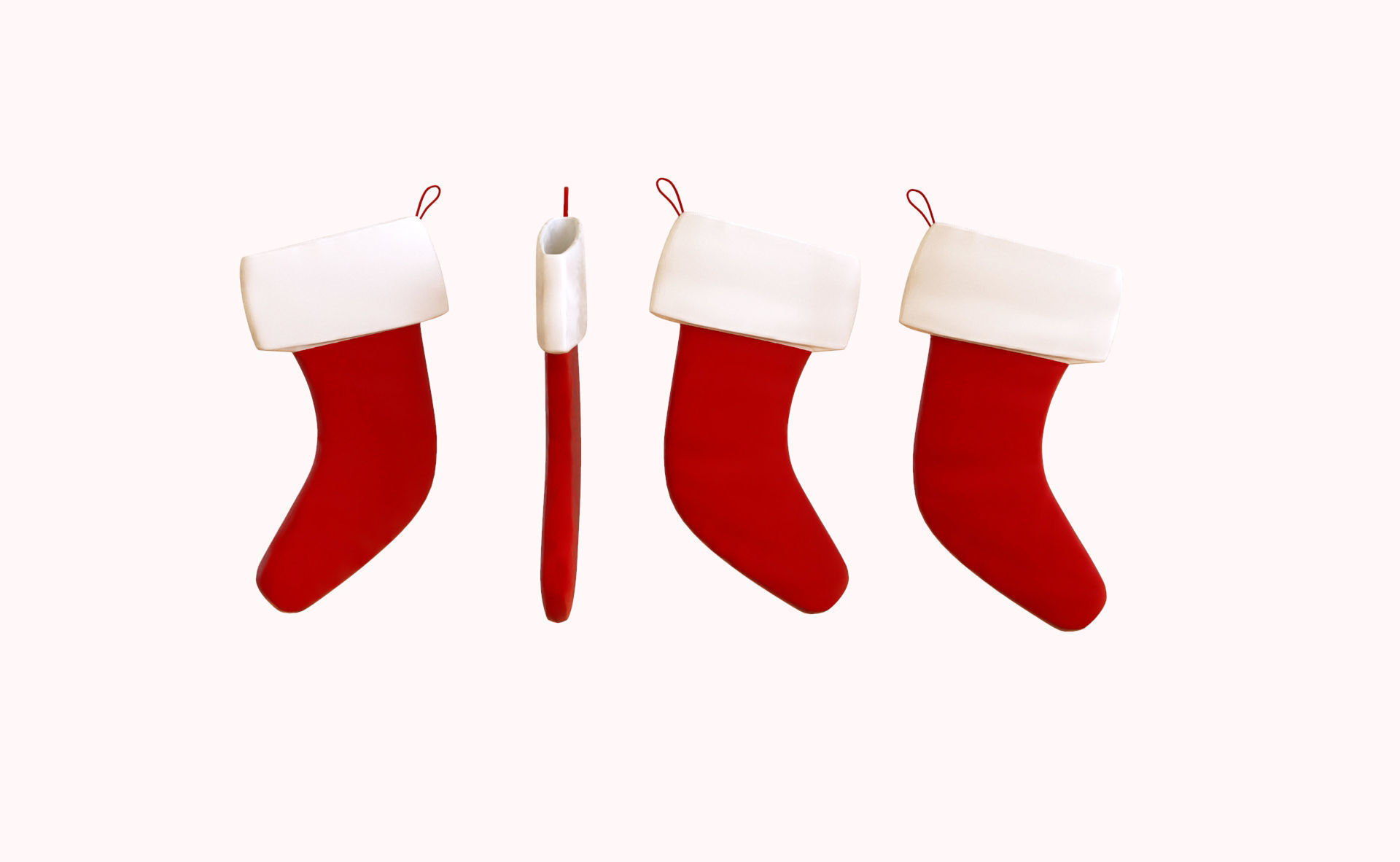 Cartoon Gift Christmas Stocking v002 Low-poly 3D model_3