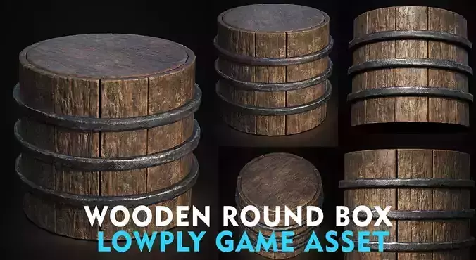 Medieval Wooden Round Box