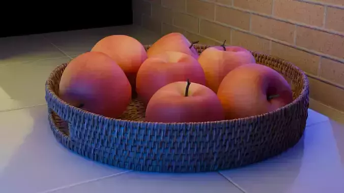 Realistic 3D Apple Basket Set - Photorealistic Fruit Model