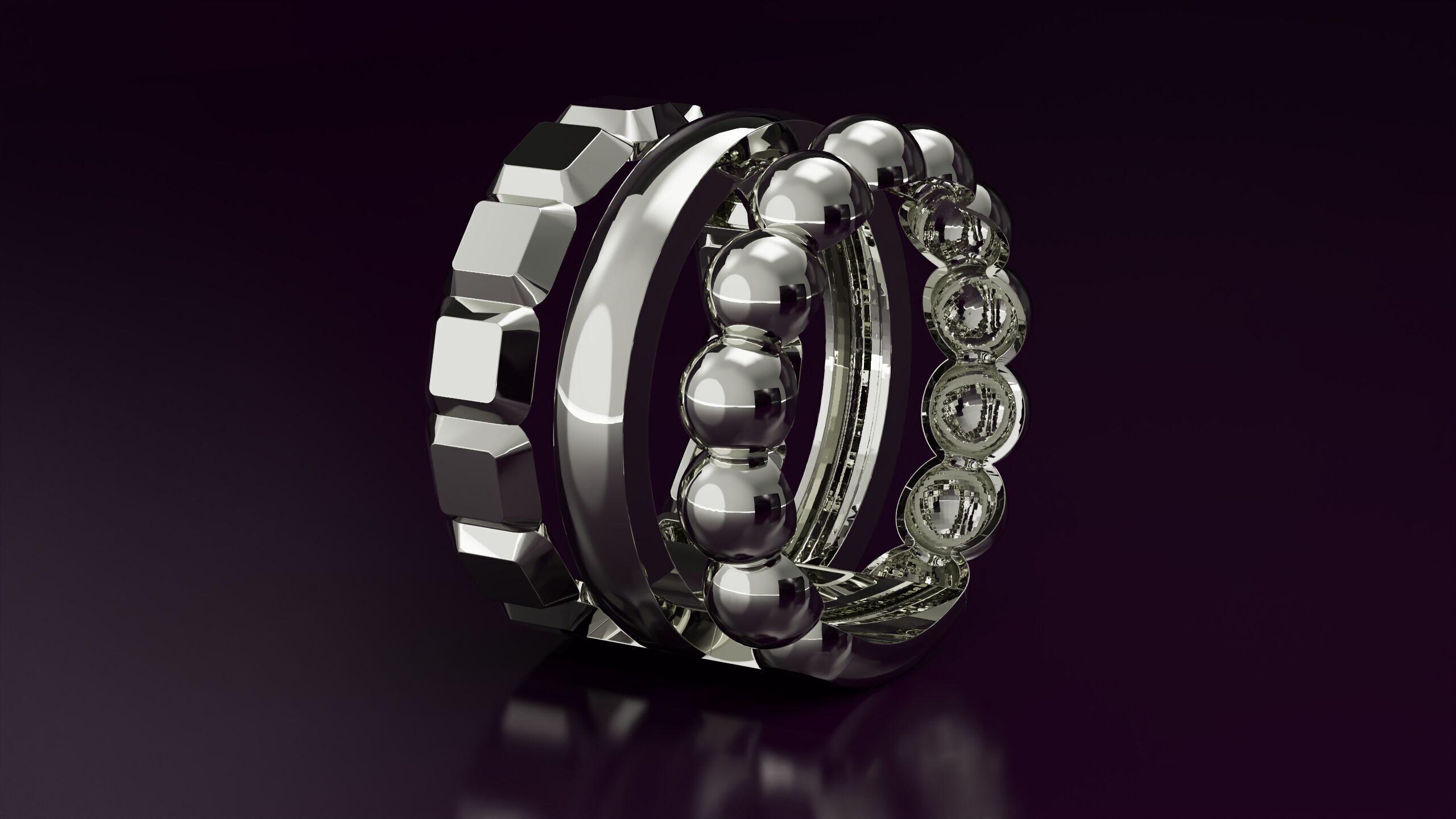 bead and cube ring N03 Free 3D print model_1