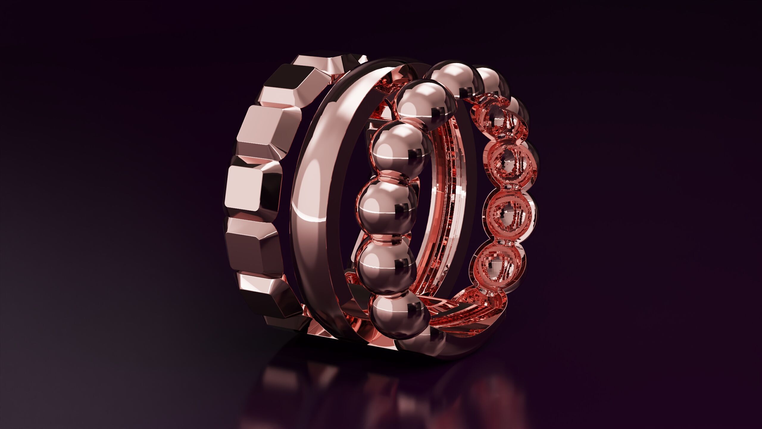 bead and cube ring N03 Free 3D print model_2