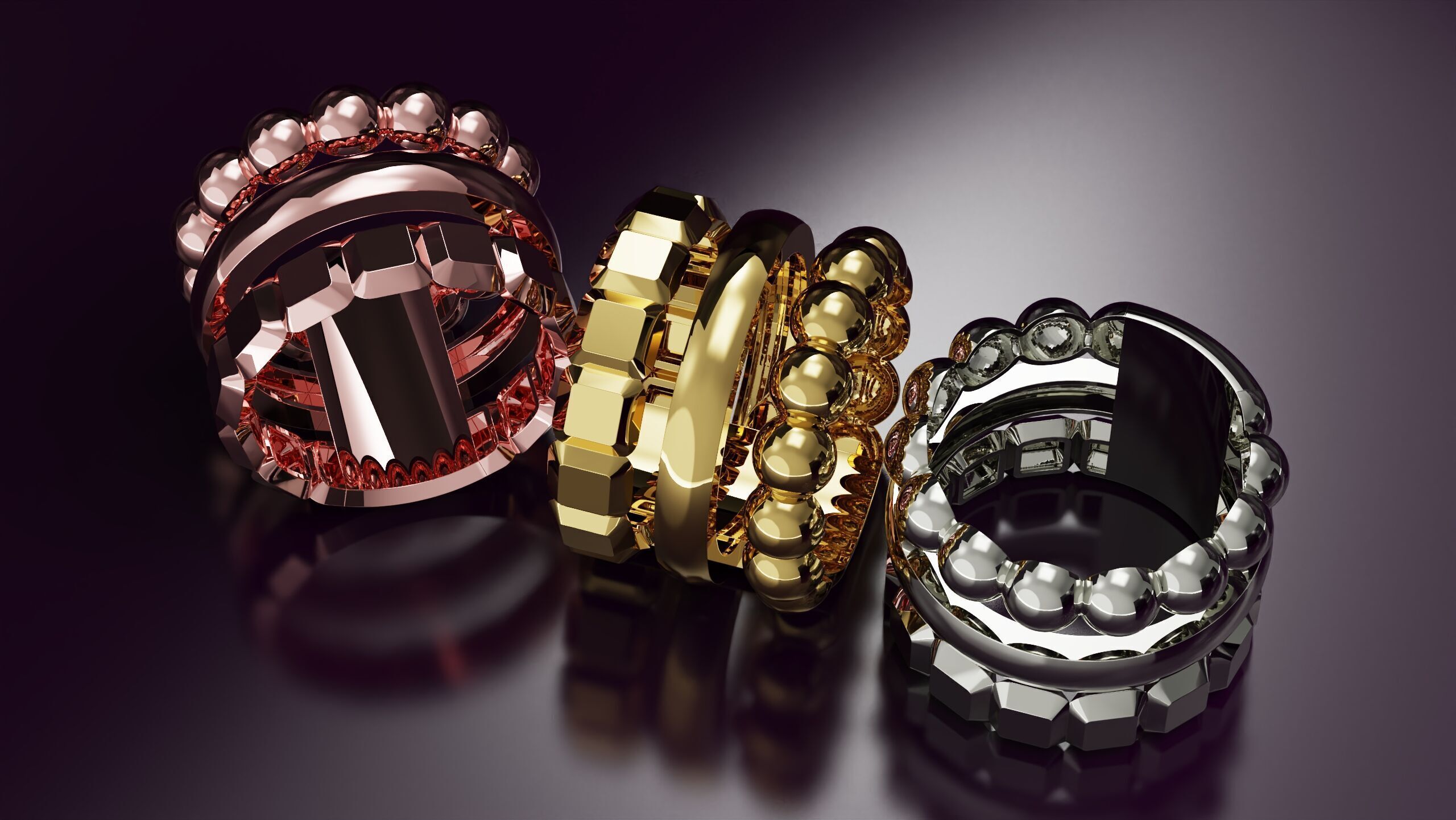 bead and cube ring N03 Free 3D print model_4