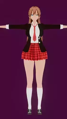 Rigged Anime girl modle with anime shader eevee and cycle Low-poly 3D model