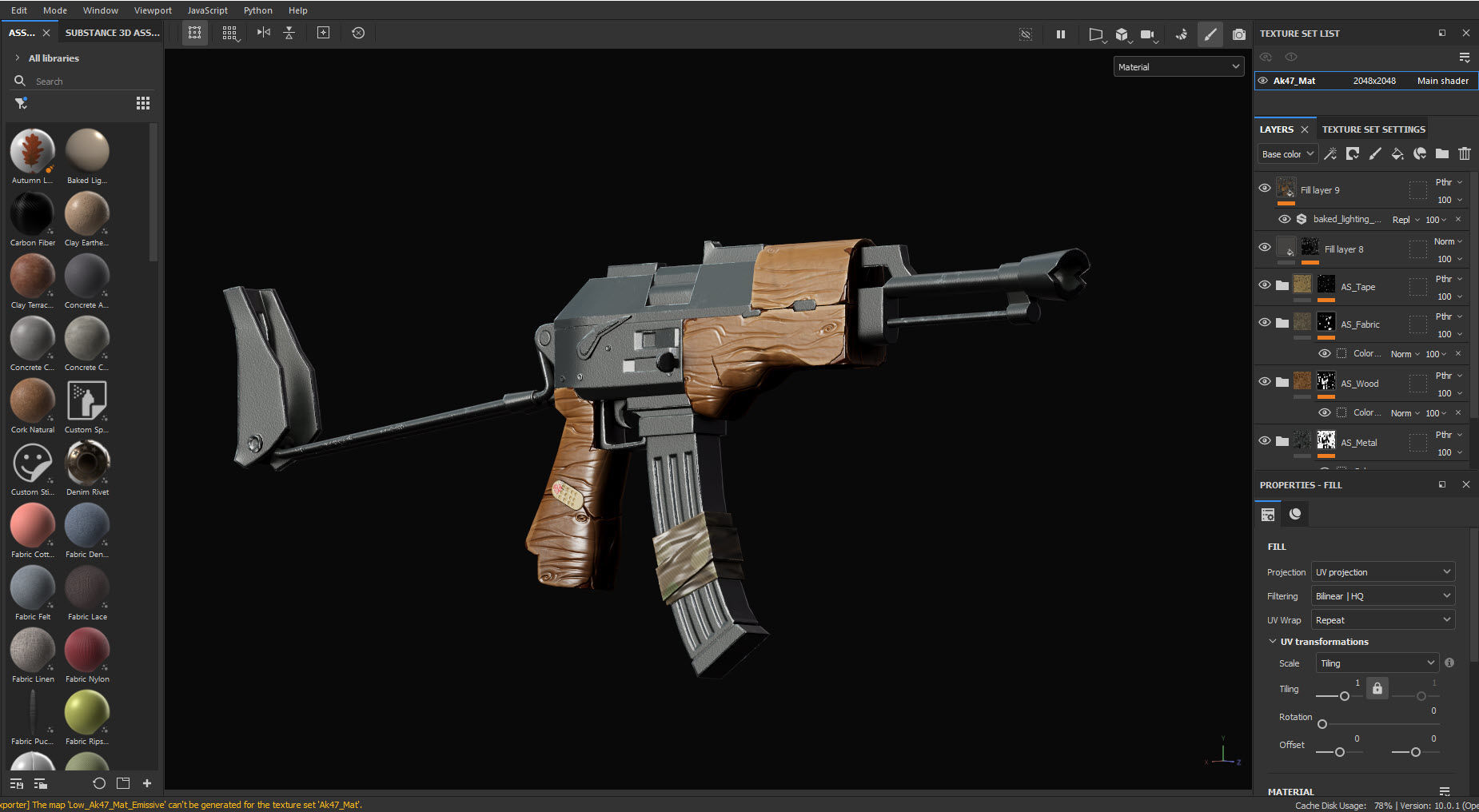 AK 47 Kalashnikov Stylized Gun Game Ready Low-poly 3D model_10
