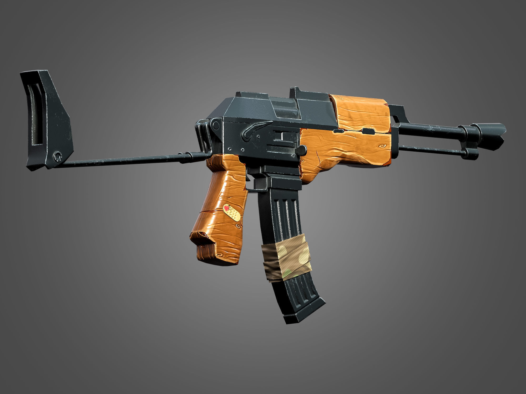AK 47 Kalashnikov Stylized Gun Game Ready Low-poly 3D model_2