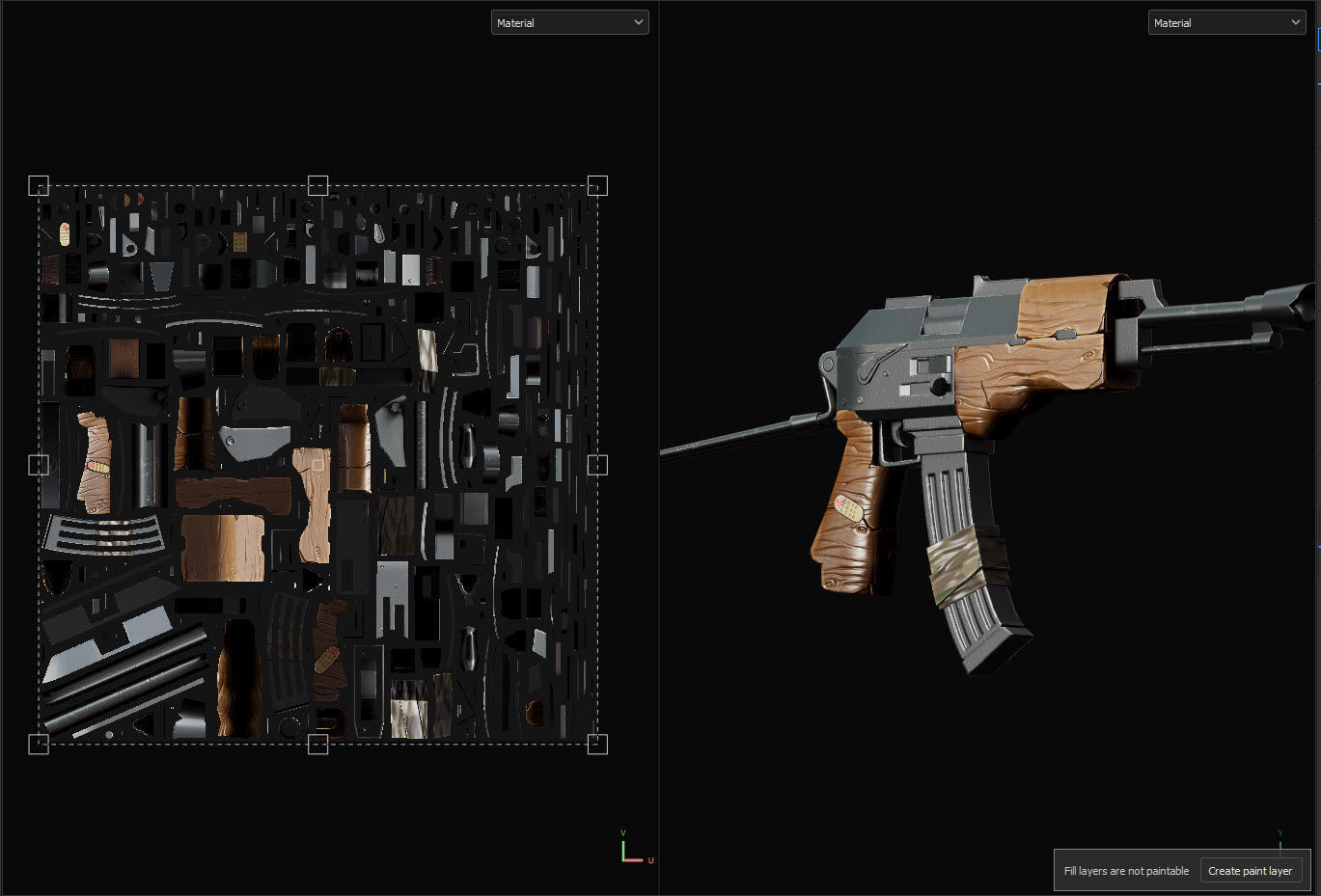 AK 47 Kalashnikov Stylized Gun Game Ready Low-poly 3D model_11