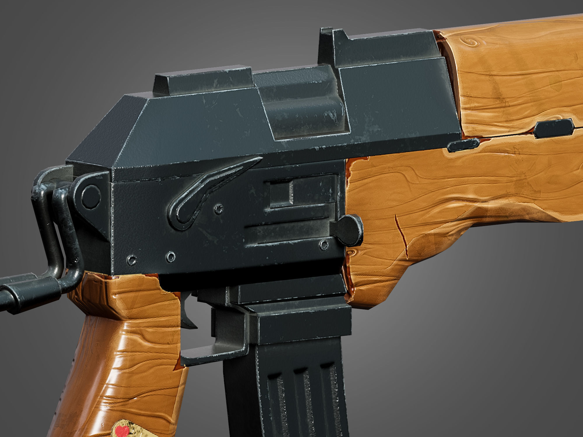 AK 47 Kalashnikov Stylized Gun Game Ready Low-poly 3D model_3