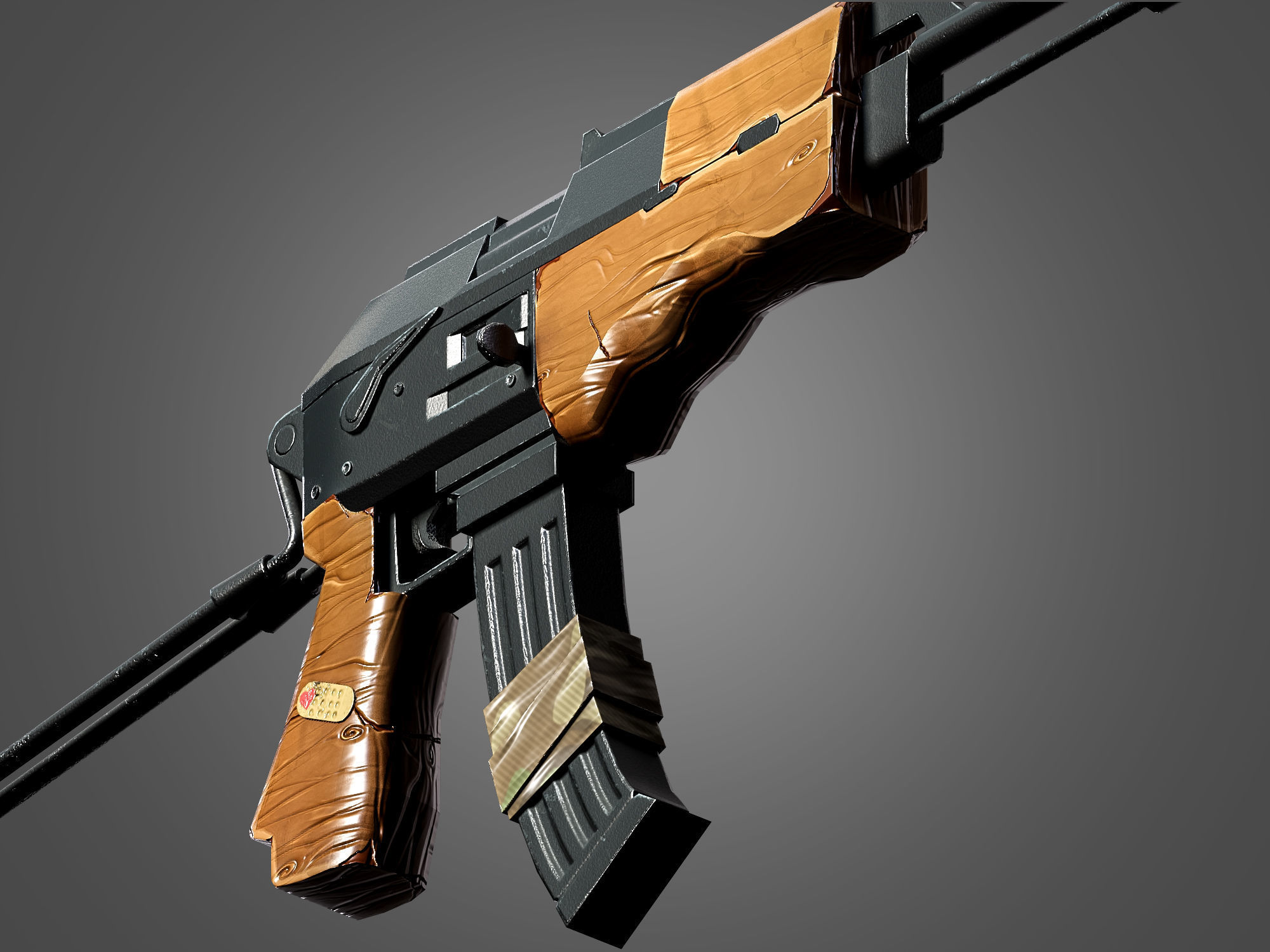 AK 47 Kalashnikov Stylized Gun Game Ready Low-poly 3D model_7