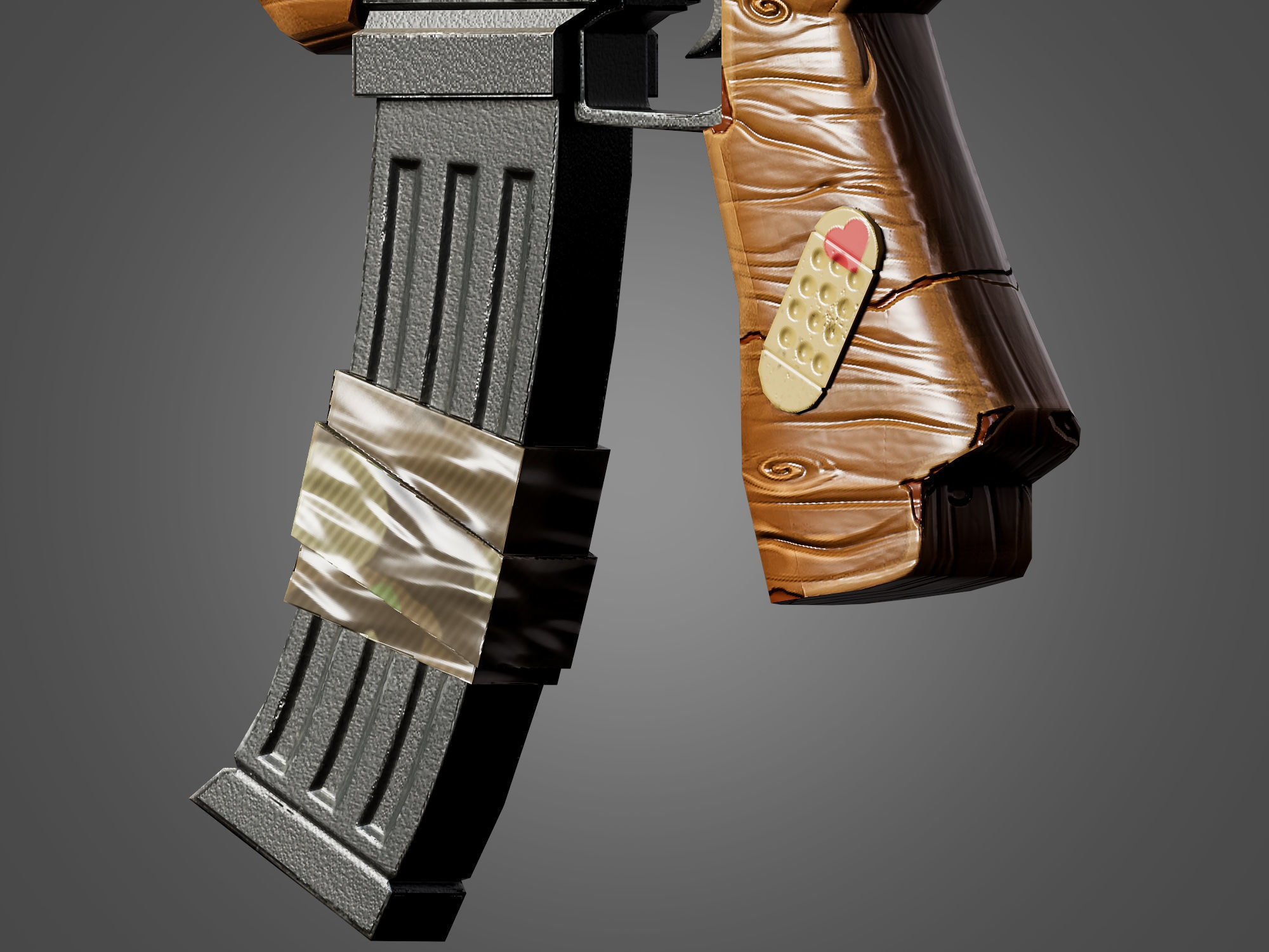 AK 47 Kalashnikov Stylized Gun Game Ready Low-poly 3D model_4