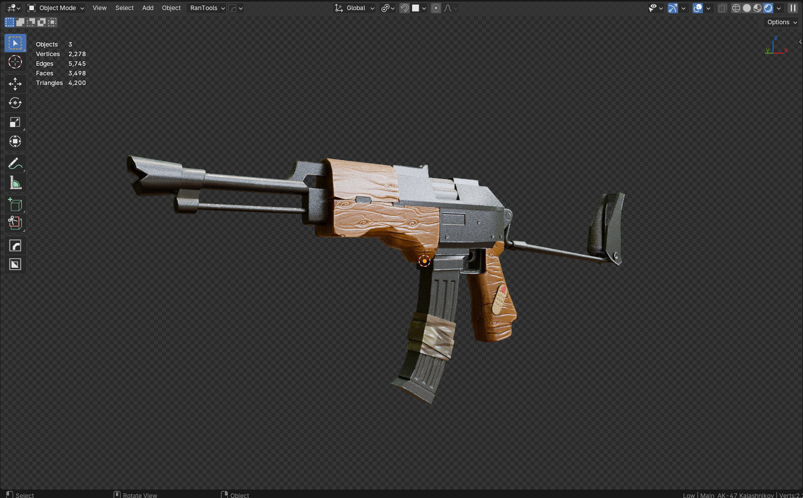 AK 47 Kalashnikov Stylized Gun Game Ready Low-poly 3D model_12