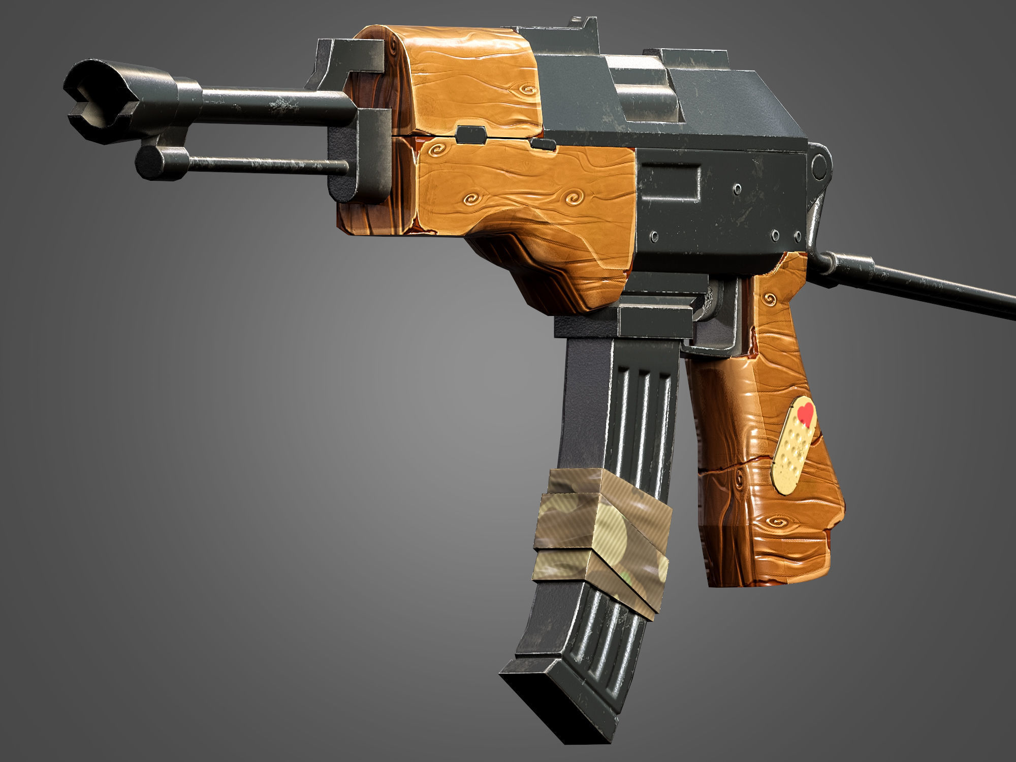 AK 47 Kalashnikov Stylized Gun Game Ready Low-poly 3D model_6