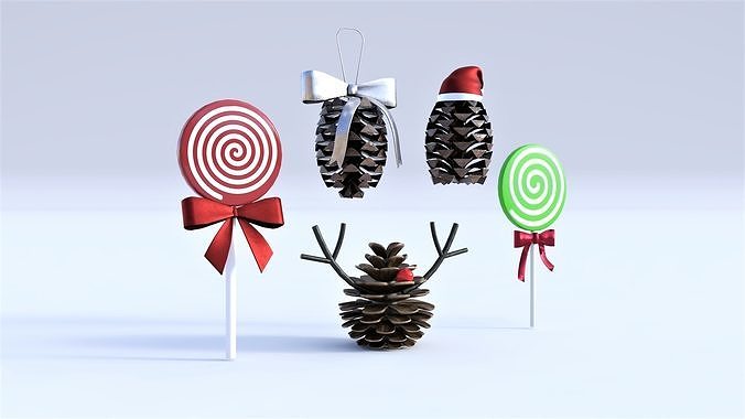 Pine Cone Lollipop Christmas Low-poly 3D model