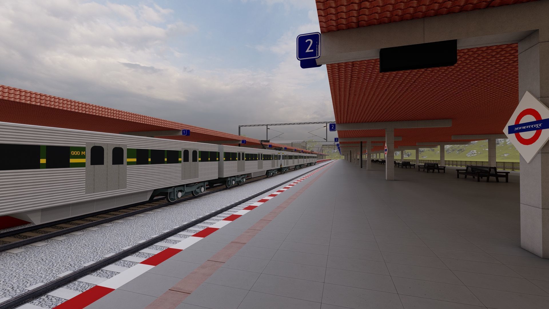 Train Station 3D Model-Realistic Train Station Scene 3D model_3