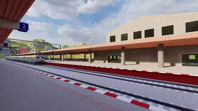 Train Station 3D Model-Realistic Train Station Scene