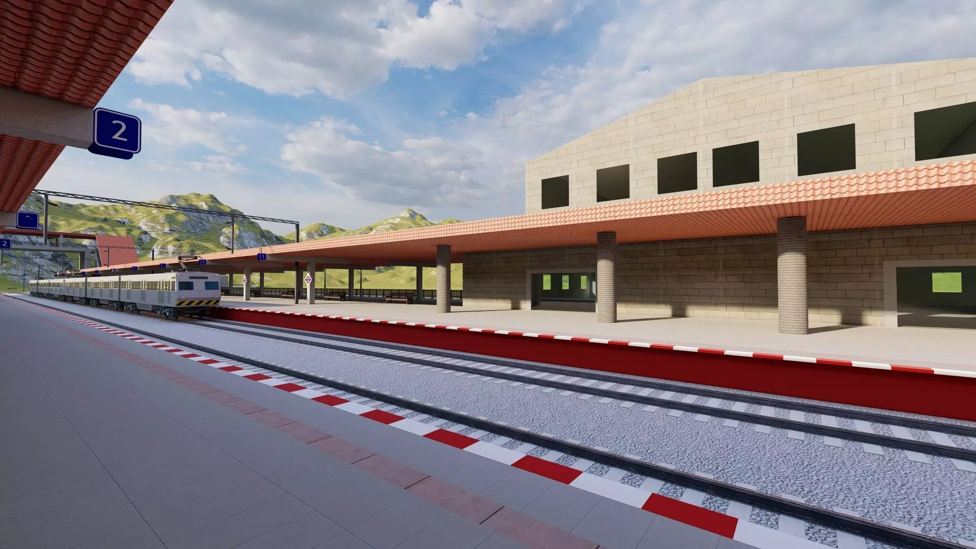 Train Station 3D Model-Realistic Train Station Scene 3D model_0