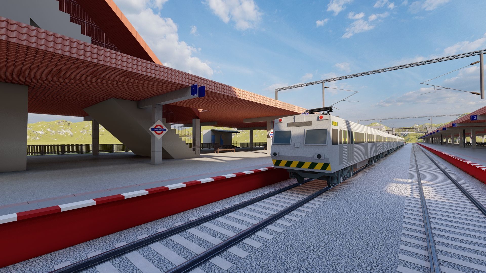 Train Station 3D Model-Realistic Train Station Scene 3D model_2