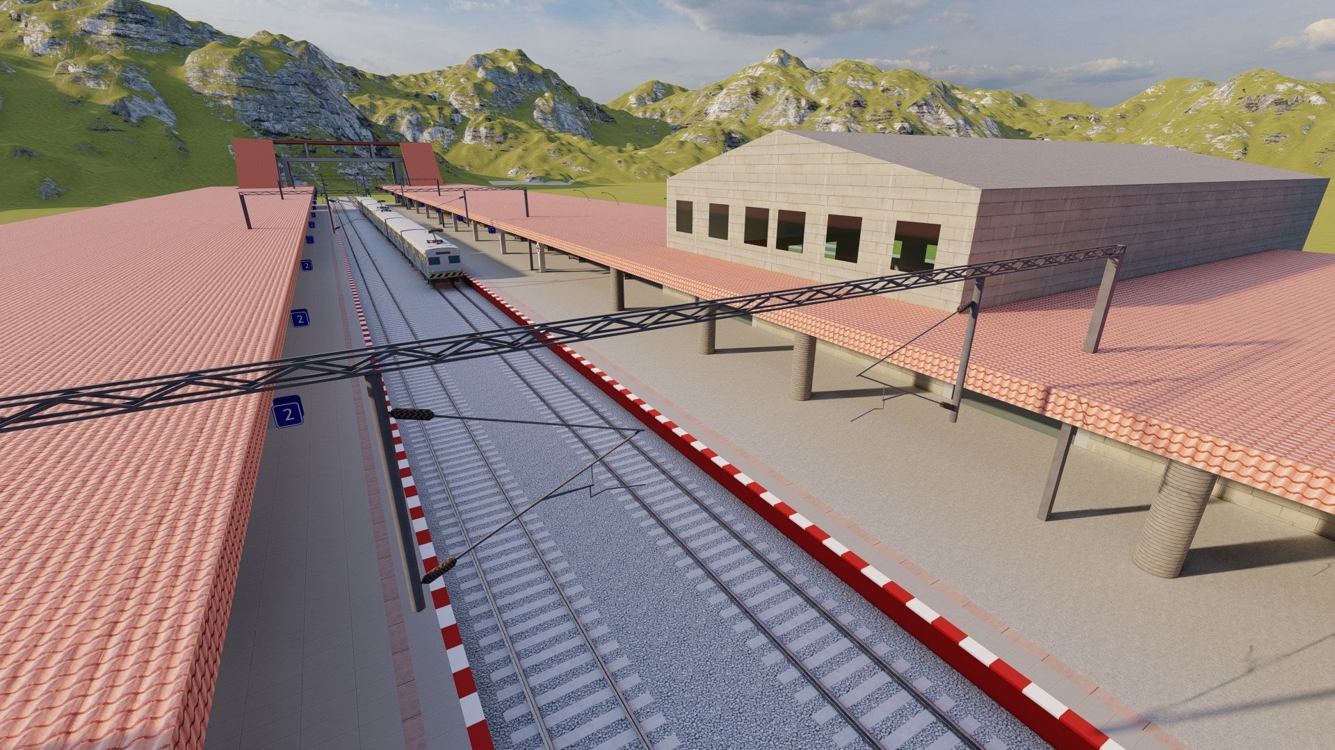 Train Station 3D Model-Realistic Train Station Scene 3D model_5