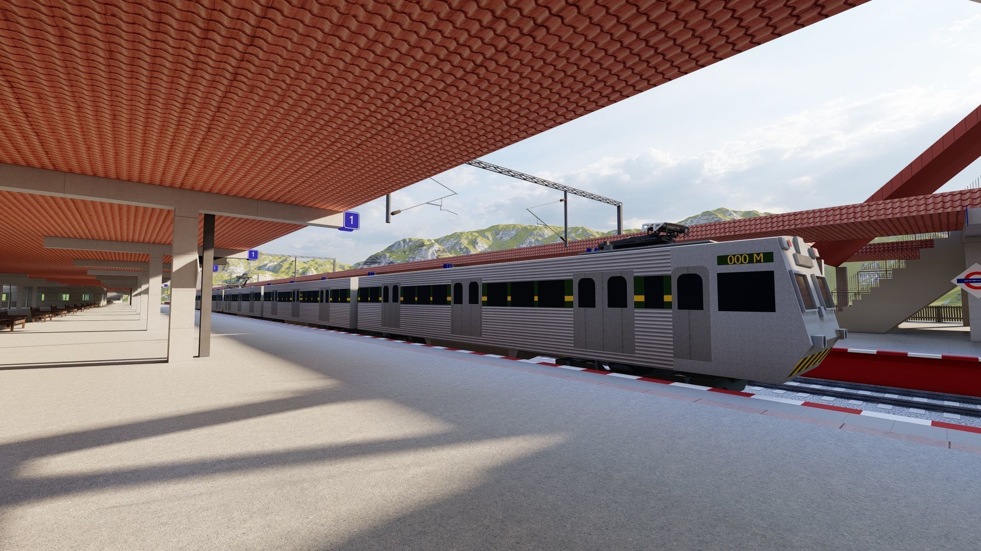Train Station 3D Model-Realistic Train Station Scene 3D model_4