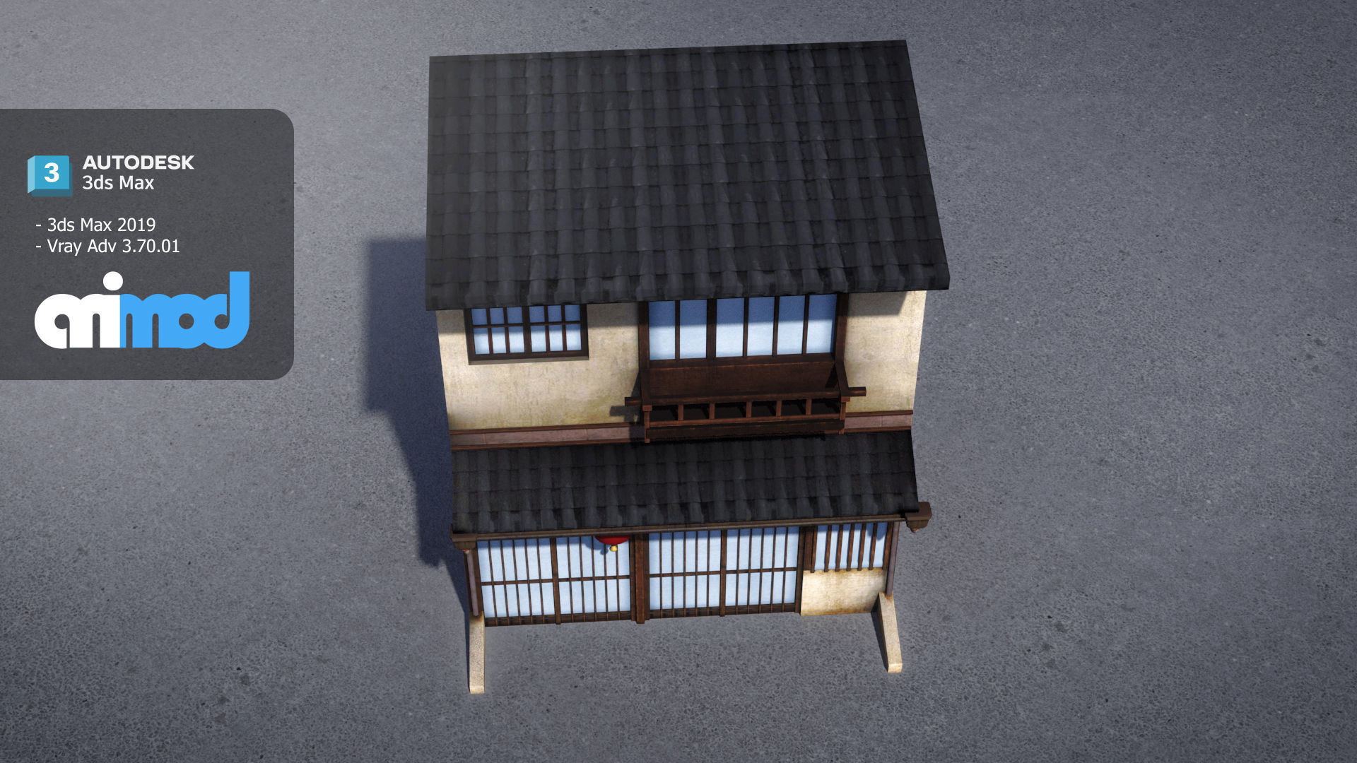 Old Japanese Style House 3D model_3