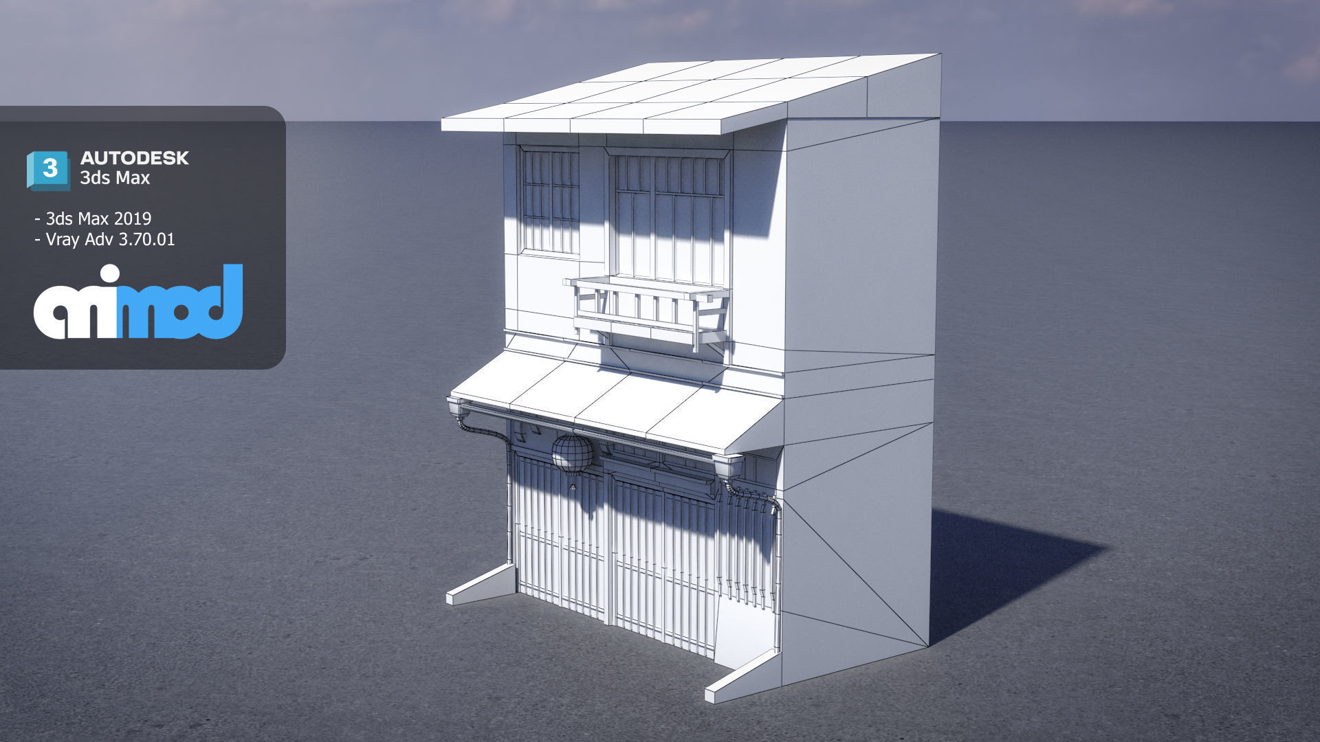 Old Japanese Style House 3D model_6