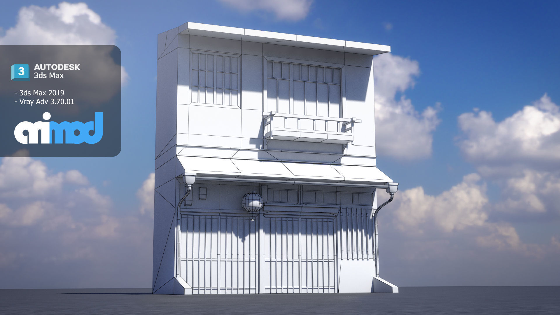 Old Japanese Style House 3D model_7