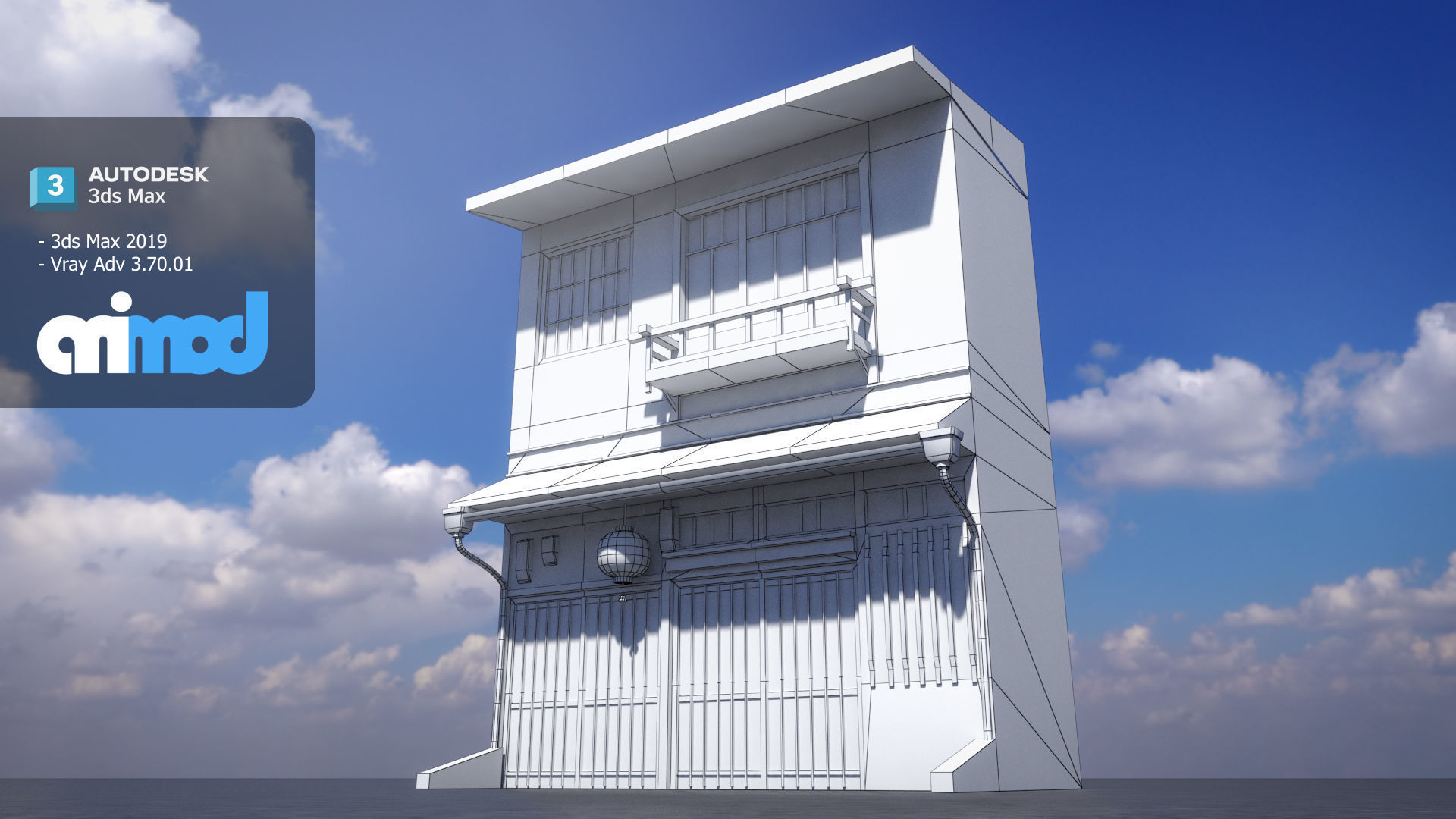 Old Japanese Style House 3D model_5