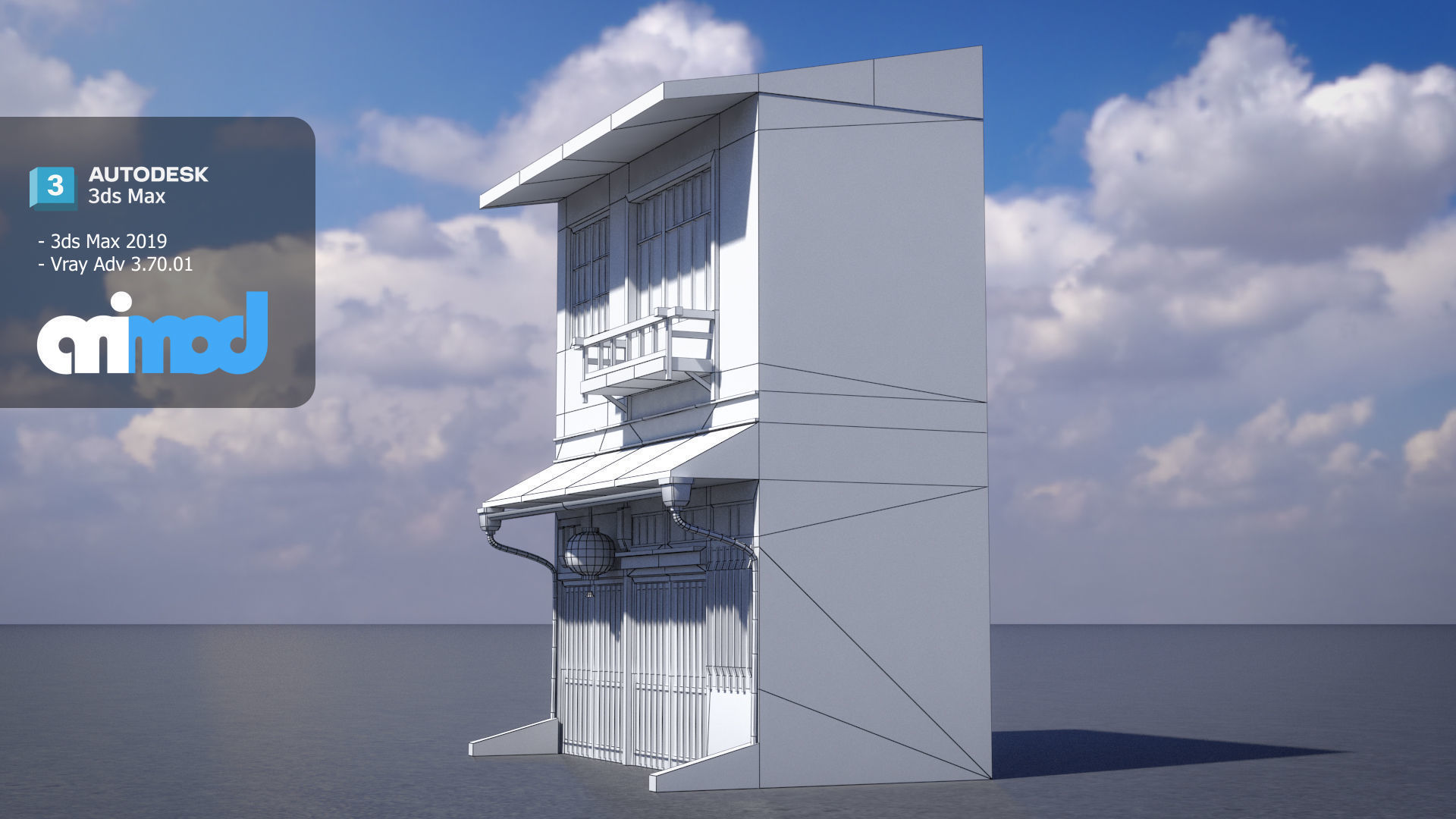 Old Japanese Style House 3D model_9