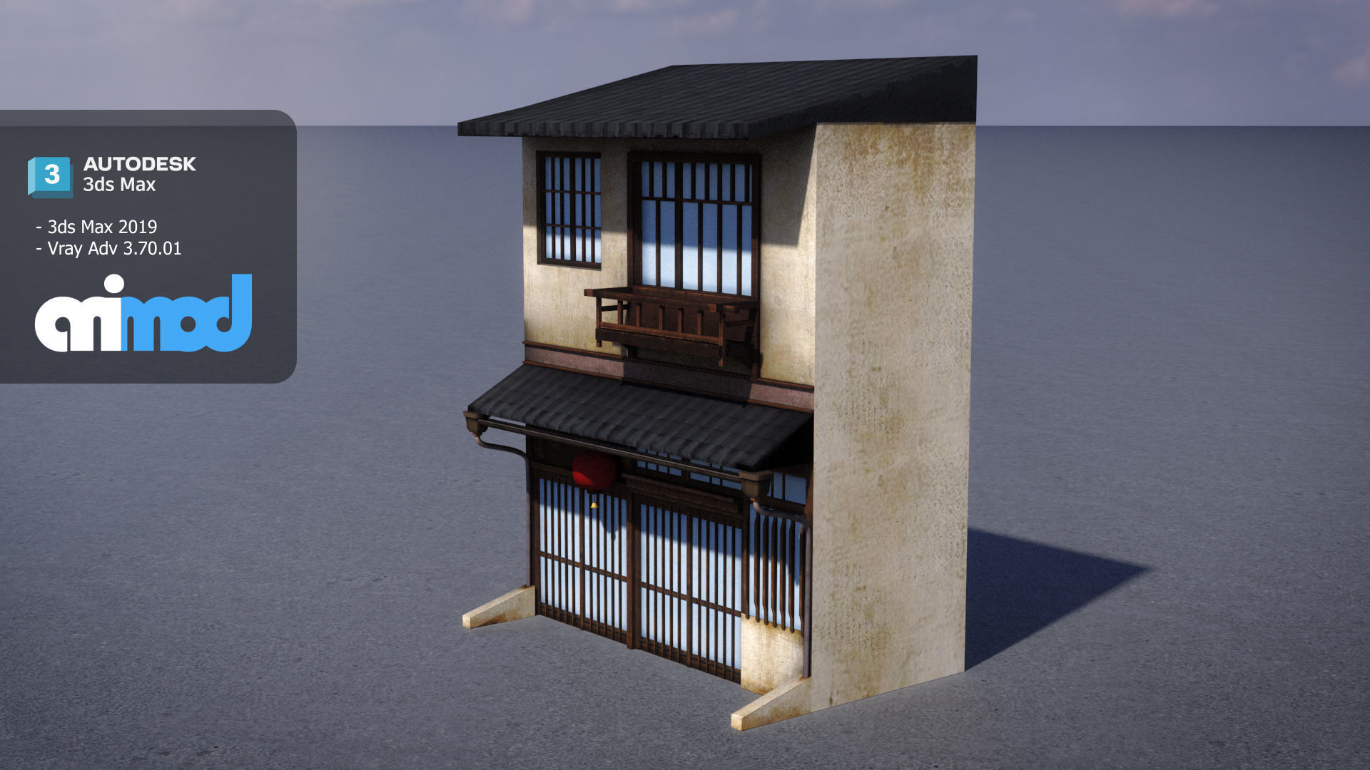 Old Japanese Style House 3D model_1