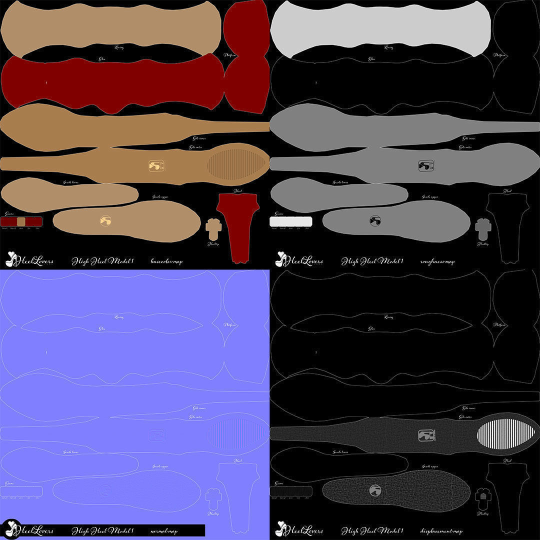 Red Patent Platform Stiletto High Heels 3D model_11