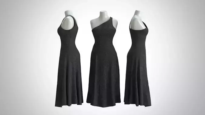 Woman Dress 2 Black Lavender