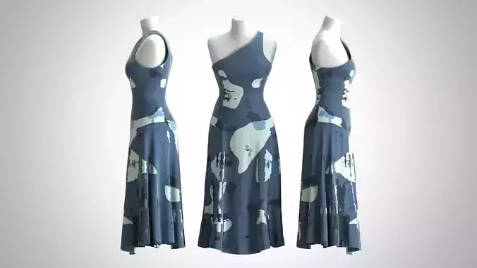 Woman Dress 2 Blue Army
