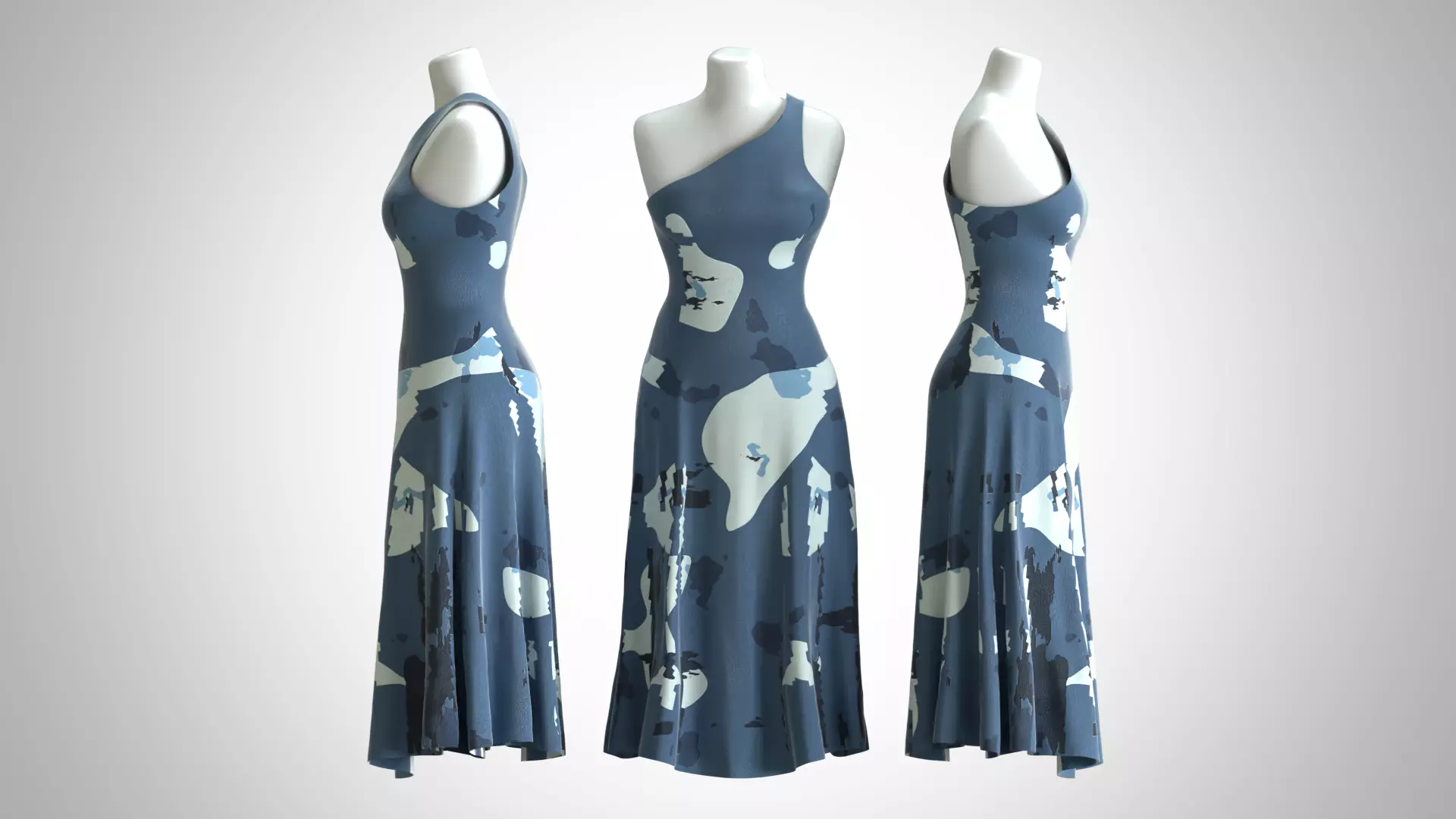 Woman Dress 2 Blue Army 3D model