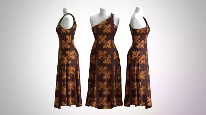 Woman Dress 2 Brown Medieval