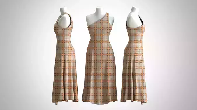 Woman Dress 2 Brown Tartan