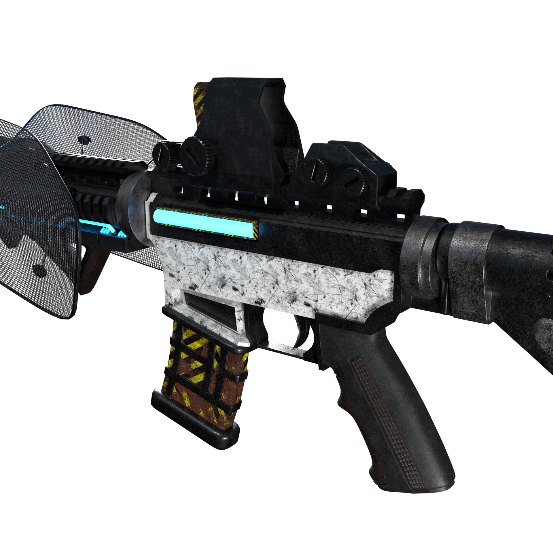 Space age Colt AR 15 machine gun assault rifle 3D model_2