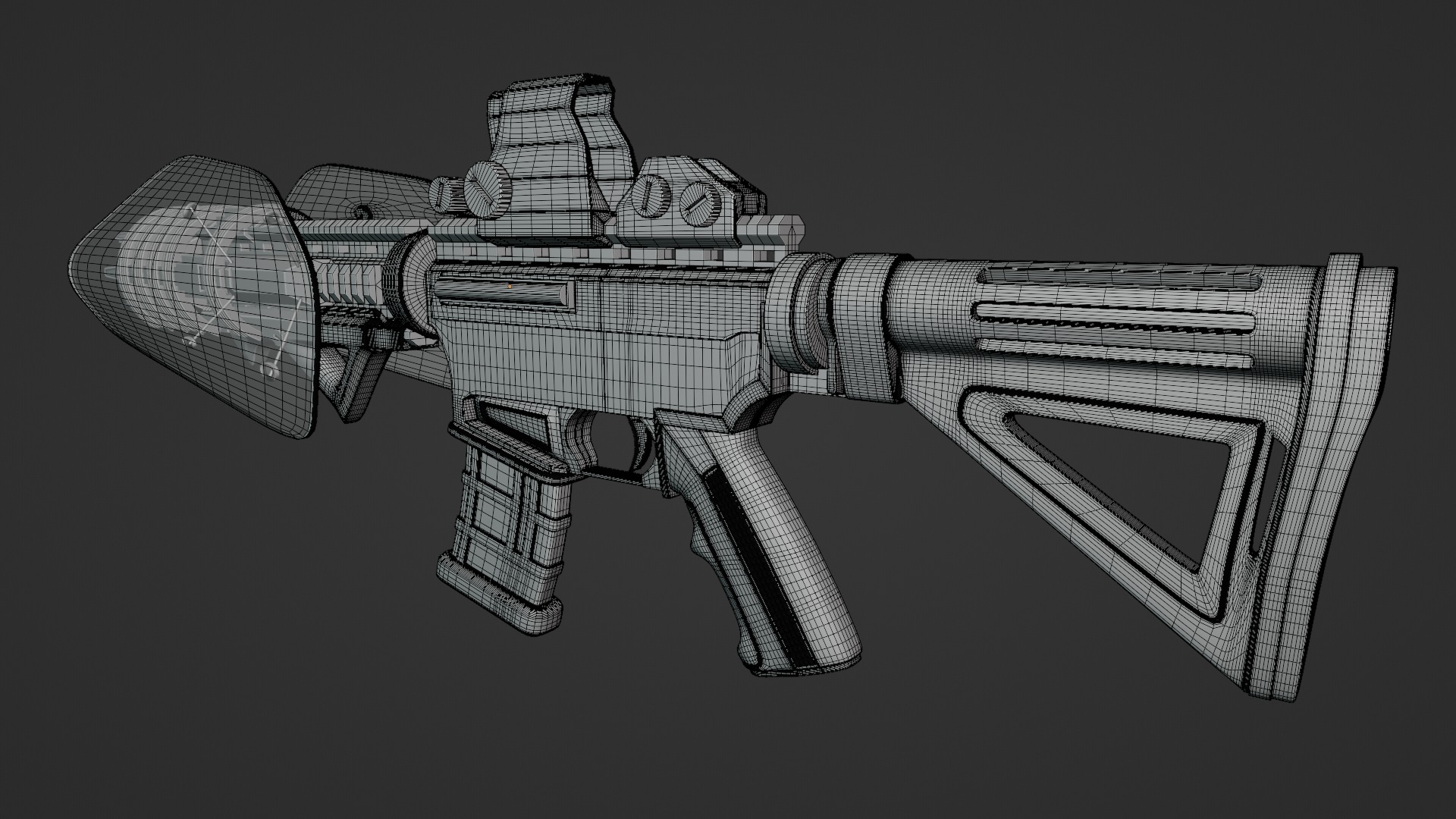Space age Colt AR 15 machine gun assault rifle 3D model_14