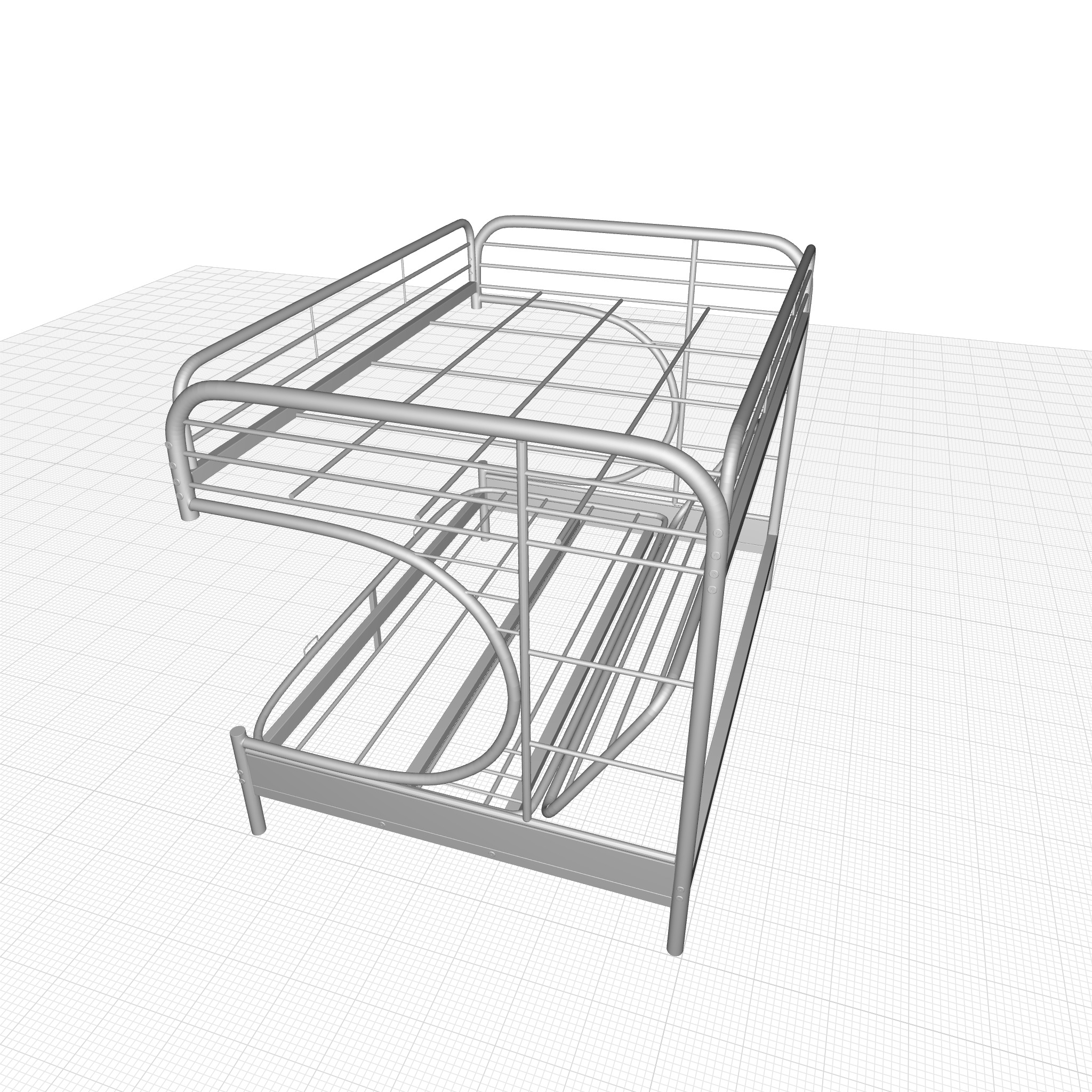 Queen Futon Bunk Bed 3D model_4